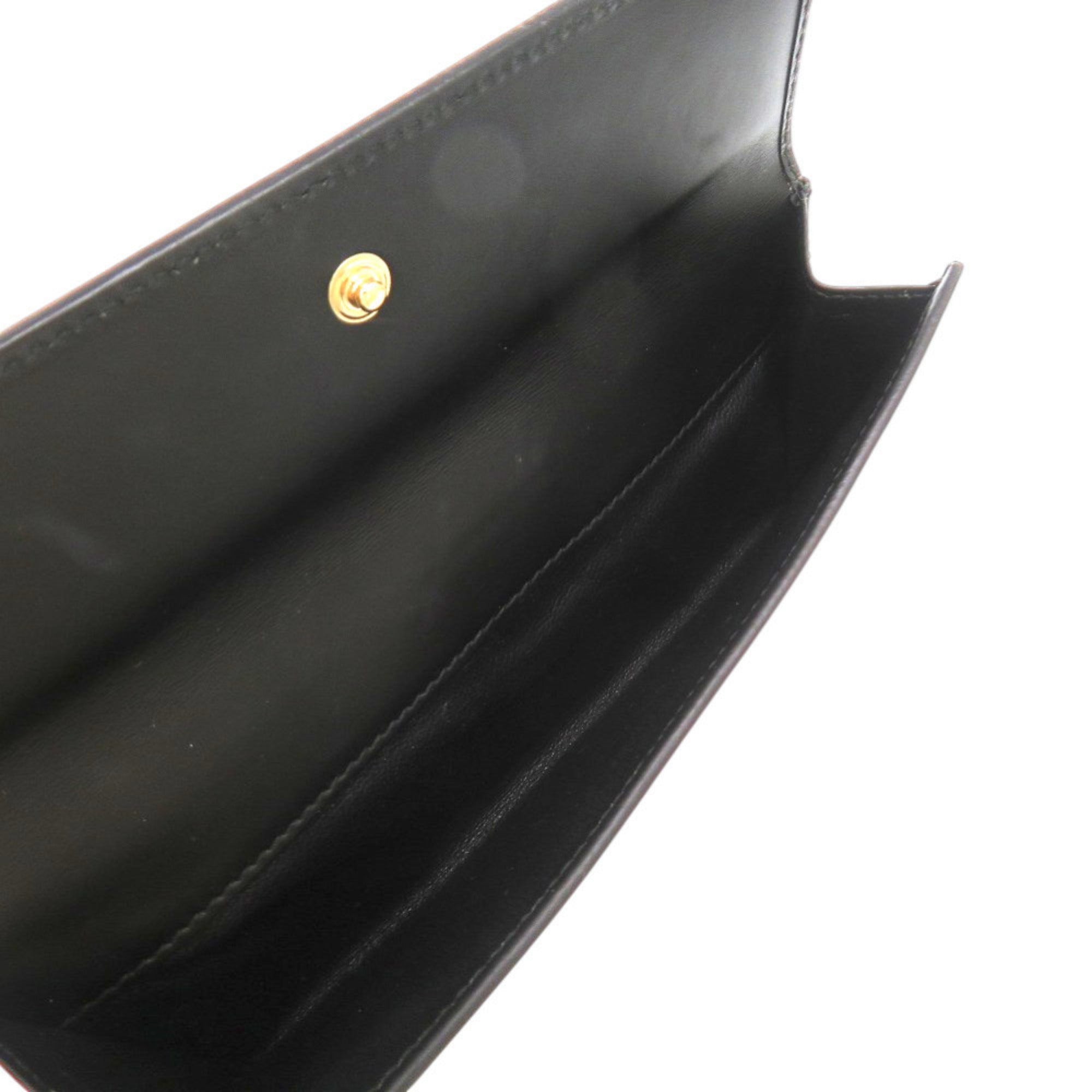 Gucci Gold Black Pvc Leather Long Wallet (Bi-Fold) (Pre-Owned)