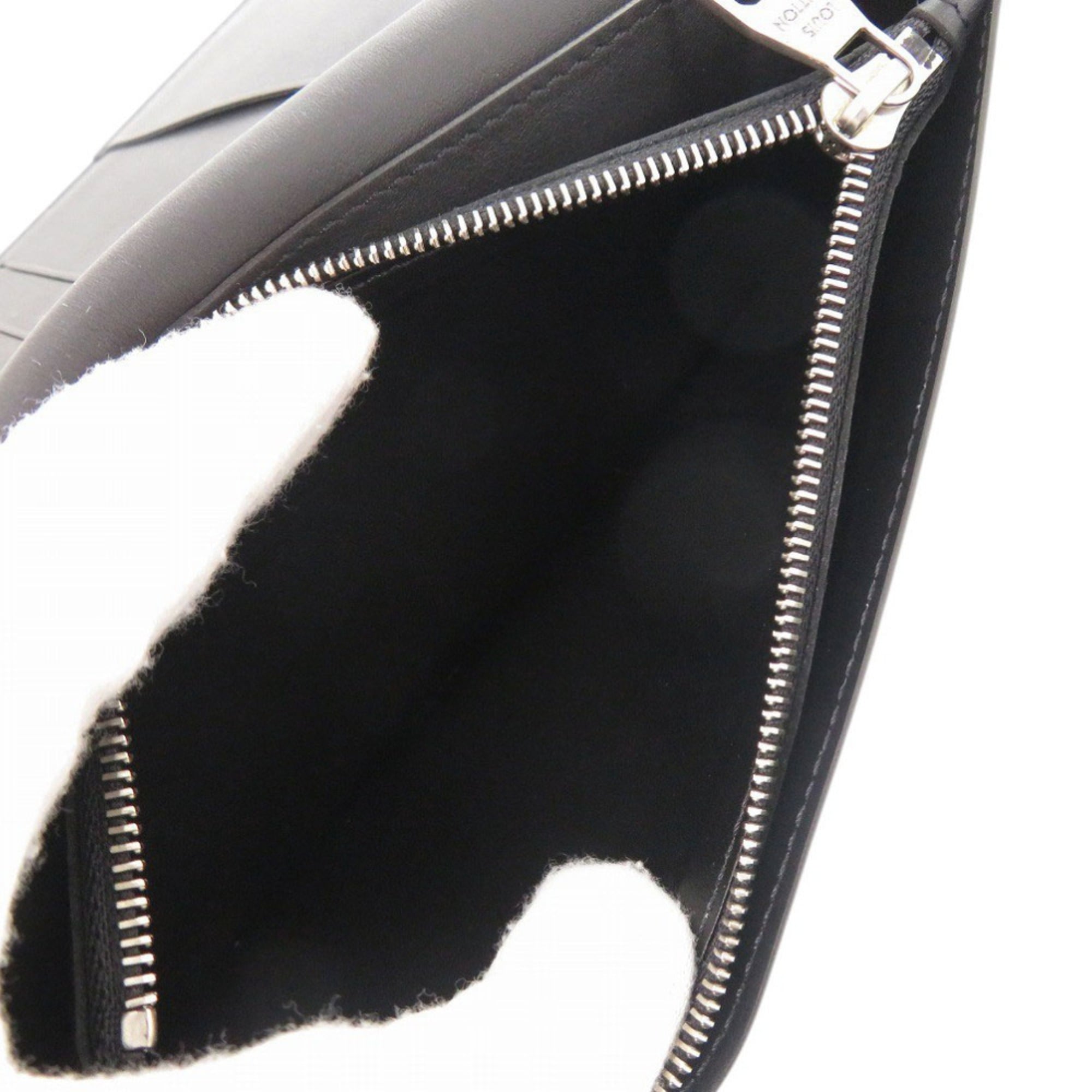 Louis Vuitton Black Leather Long Wallet (Bi-Fold) (Pre-Owned)