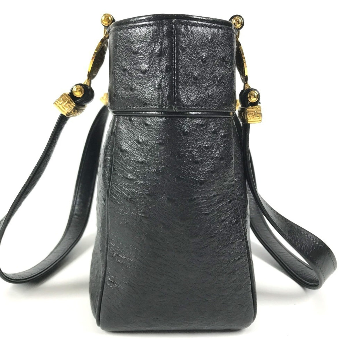 Versace Black Leather Shoulder Bag Tote Bag (Pre-Owned)