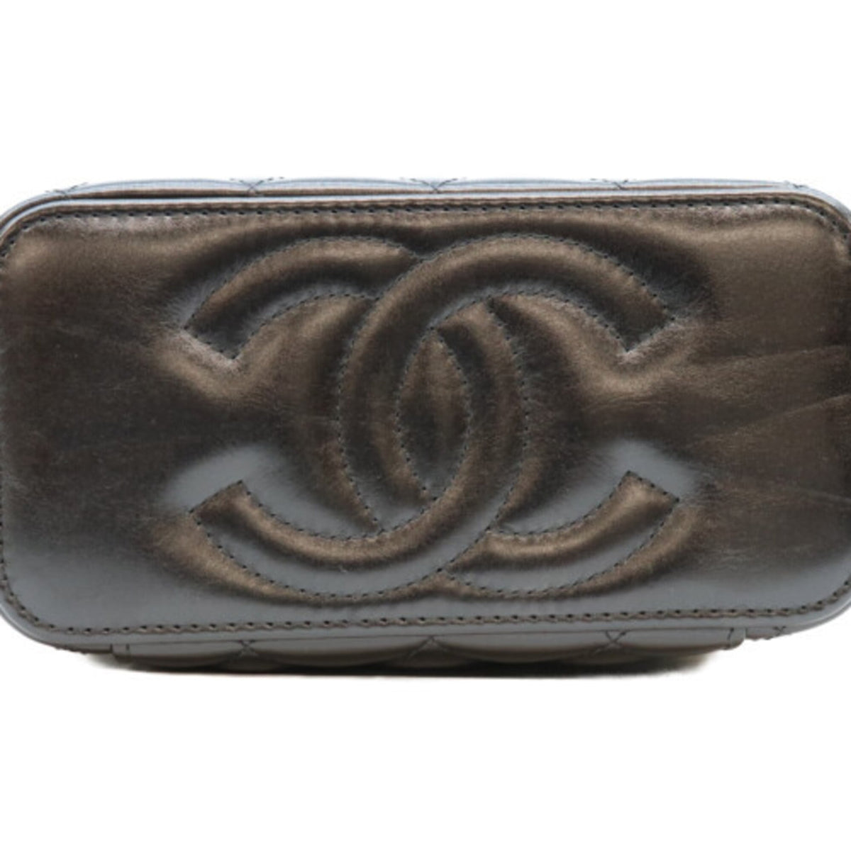 Chanel Black Leather Shoulder Bag Vanity Bag (Pre-Owned)