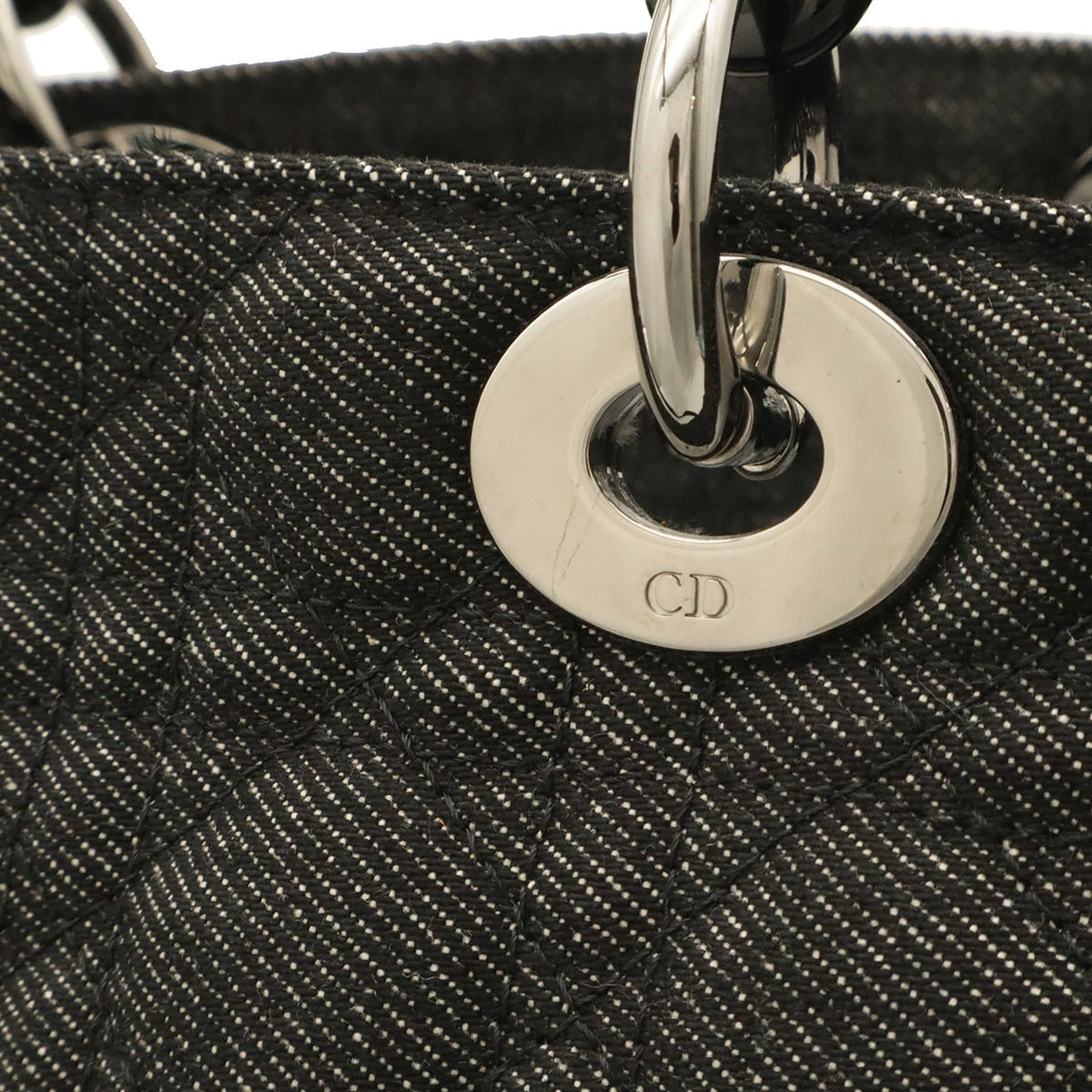 Christian Dior Black Denim Plastic Shoulder Bag Tote Bag (Pre-Owned)