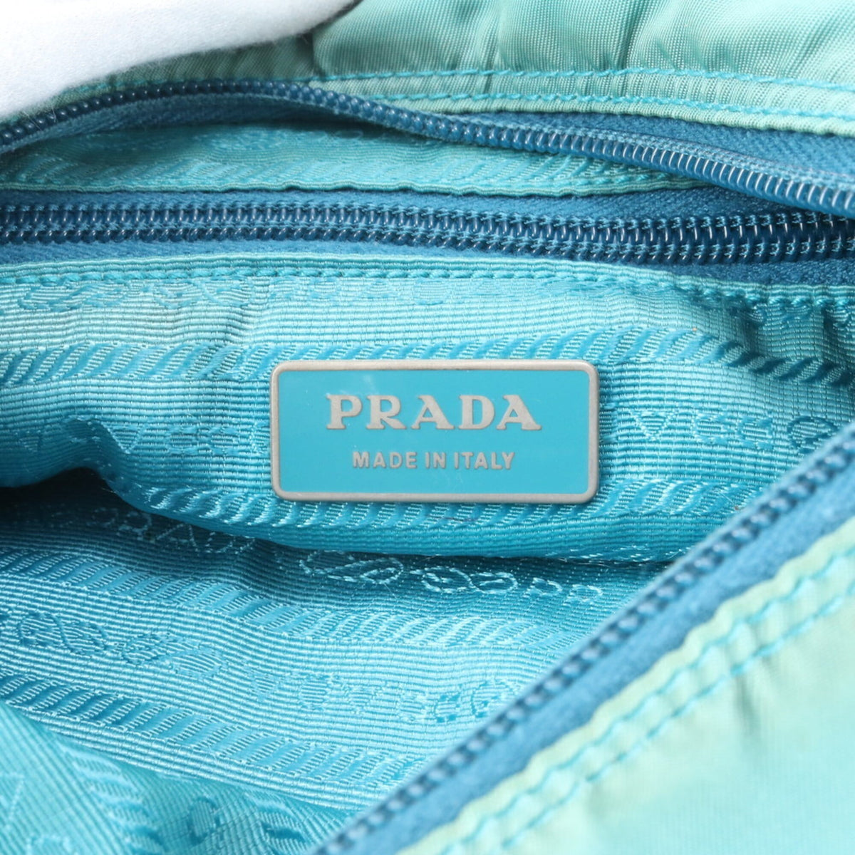 Prada Green Leather Nylon Handbag Shoulder Bag Tote Bag (Pre-Owned)