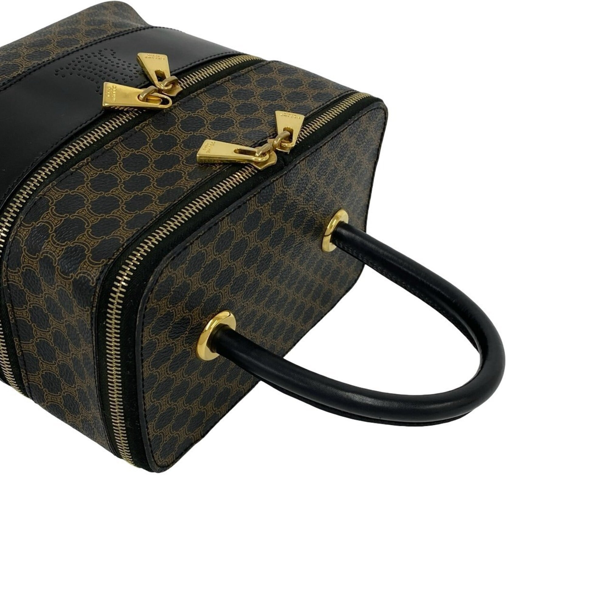 Celine Black Brown Leather Pvc Handbag Vanity Bag (Pre-Owned)
