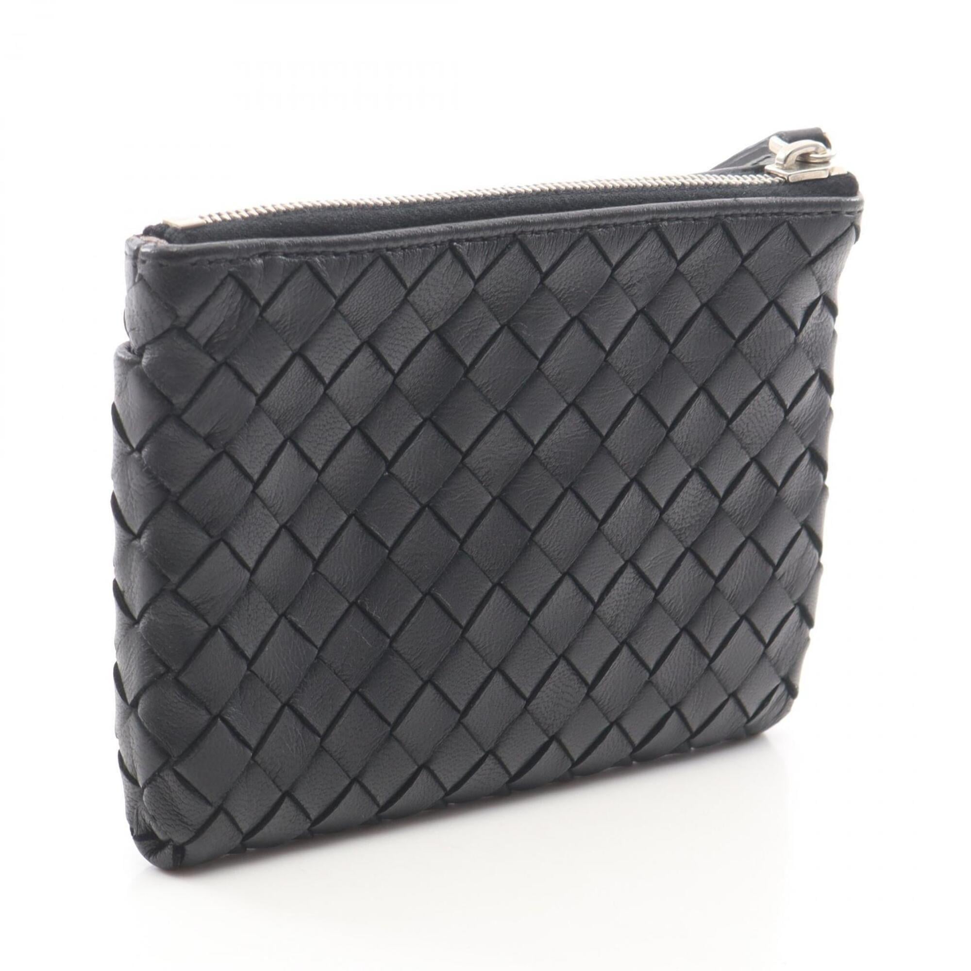 Bottega Veneta Black Leather Coin Purse/Coin Case (Pre-Owned)