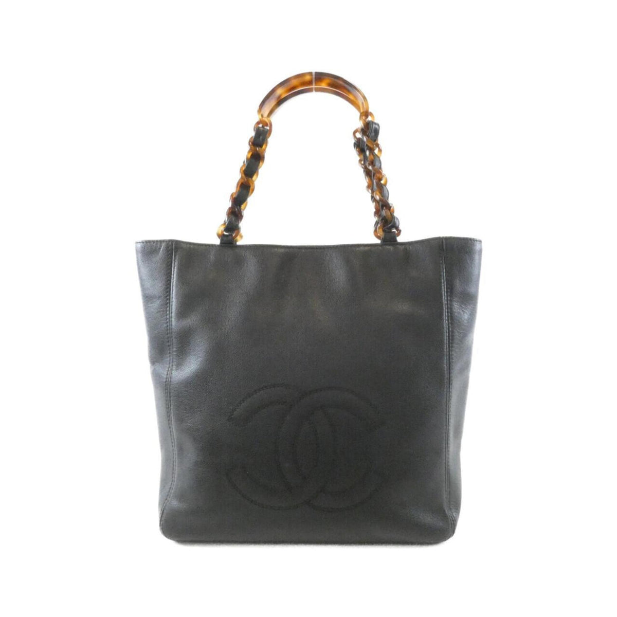 Chanel Black Grained Calfskin Handbag (Pre-Owned)