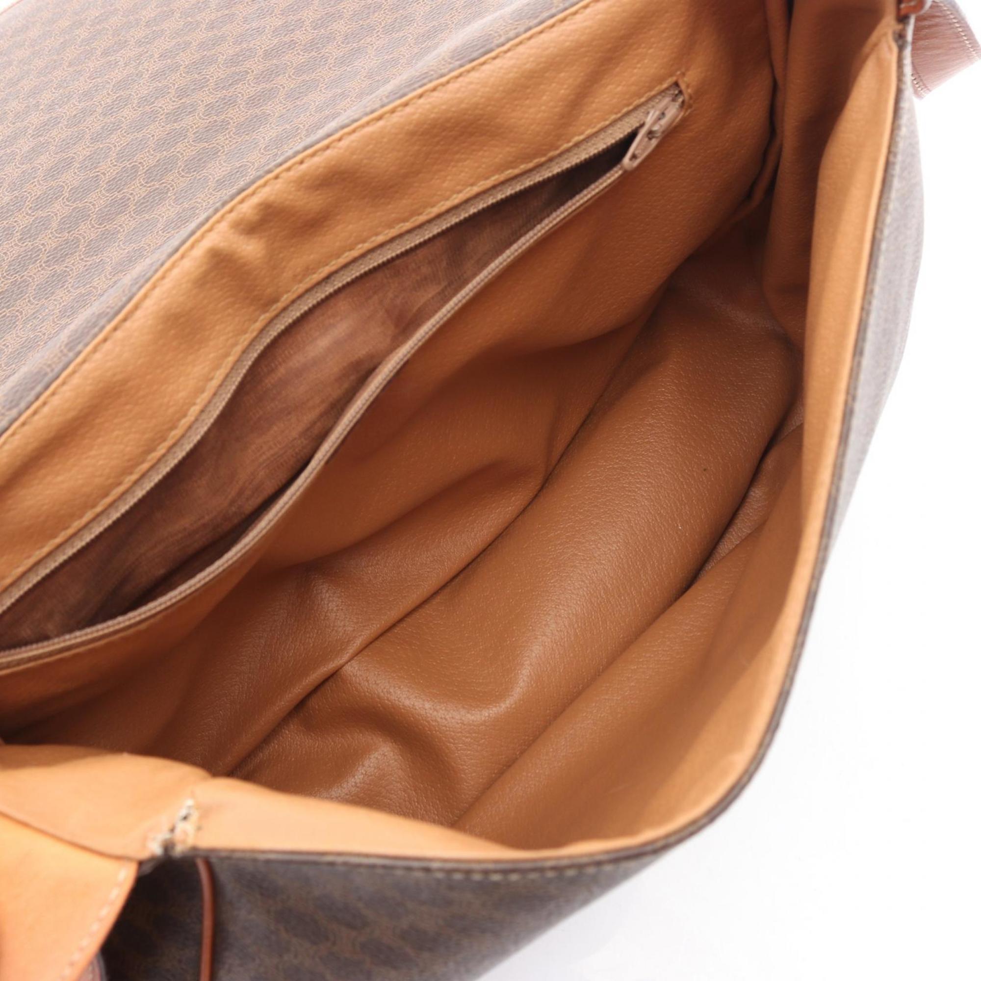 Celine Brown Coated Canvas Leather Shoulder Bag (Pre-Owned)