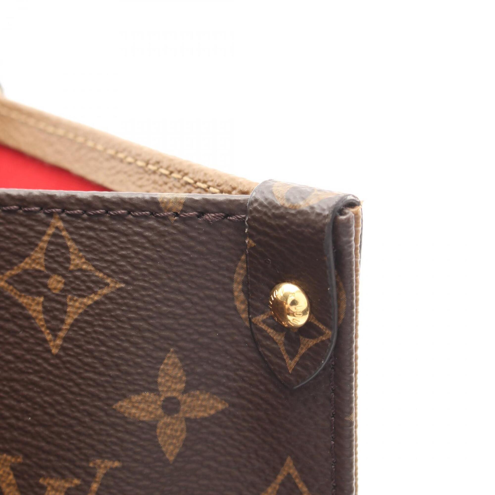 Louis Vuitton Beige Brown Coated Canvas Handbag Tote Bag (Pre-Owned)