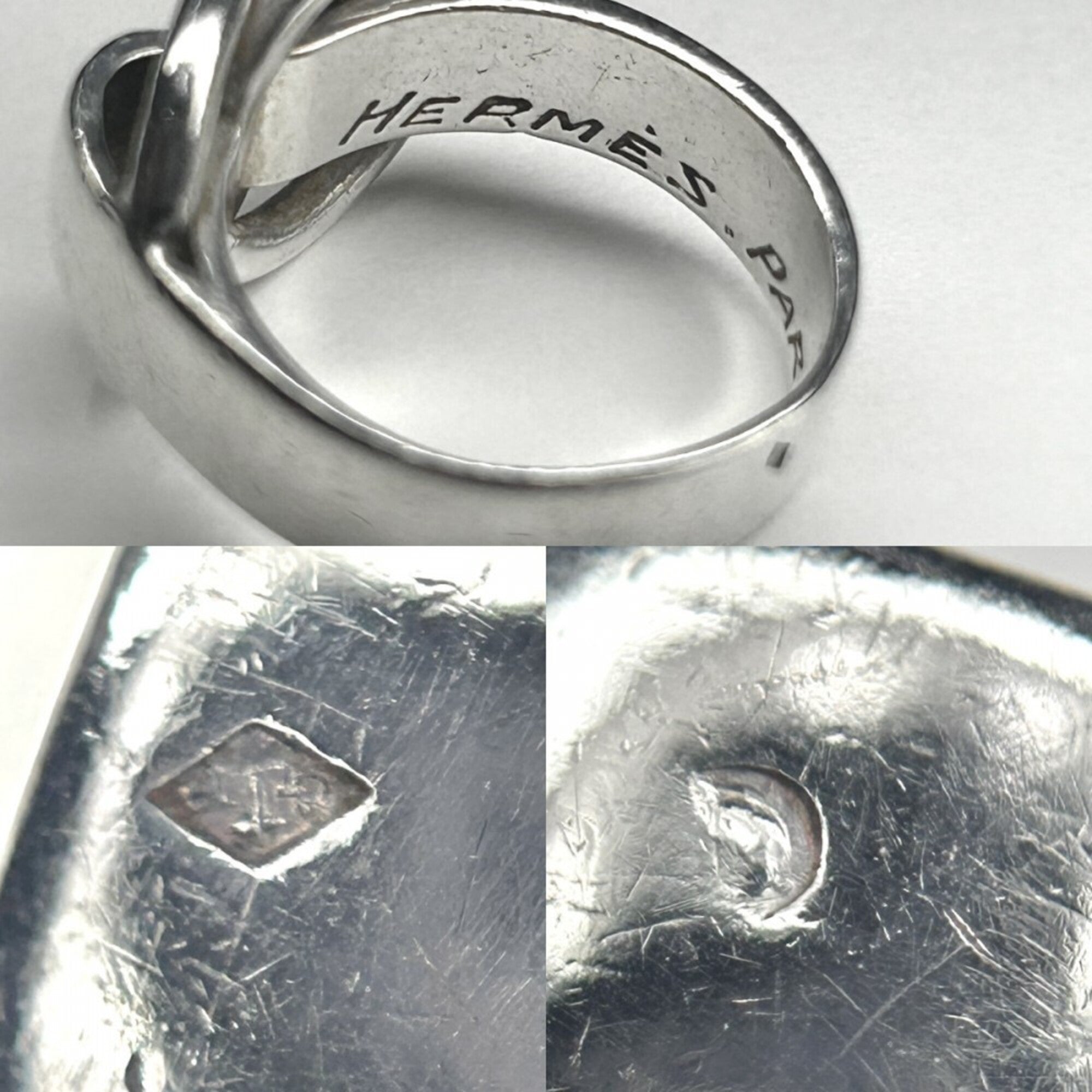 Hermes Silver 925 Band Ring (Pre-Owned)