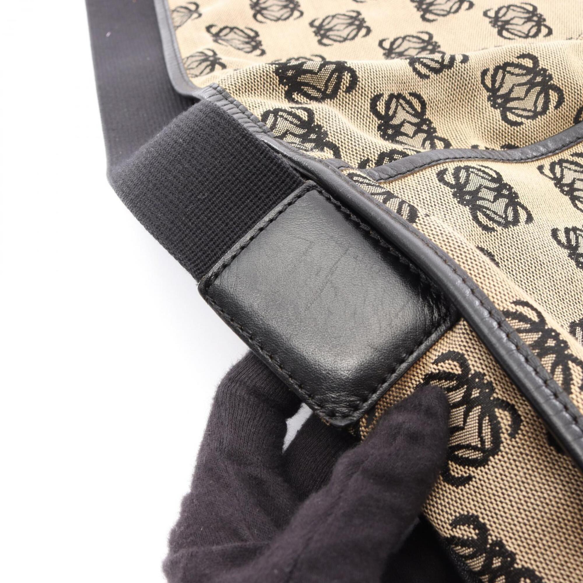 Loewe Beige Black Canvas Handbag Shoulder Bag (Pre-Owned)
