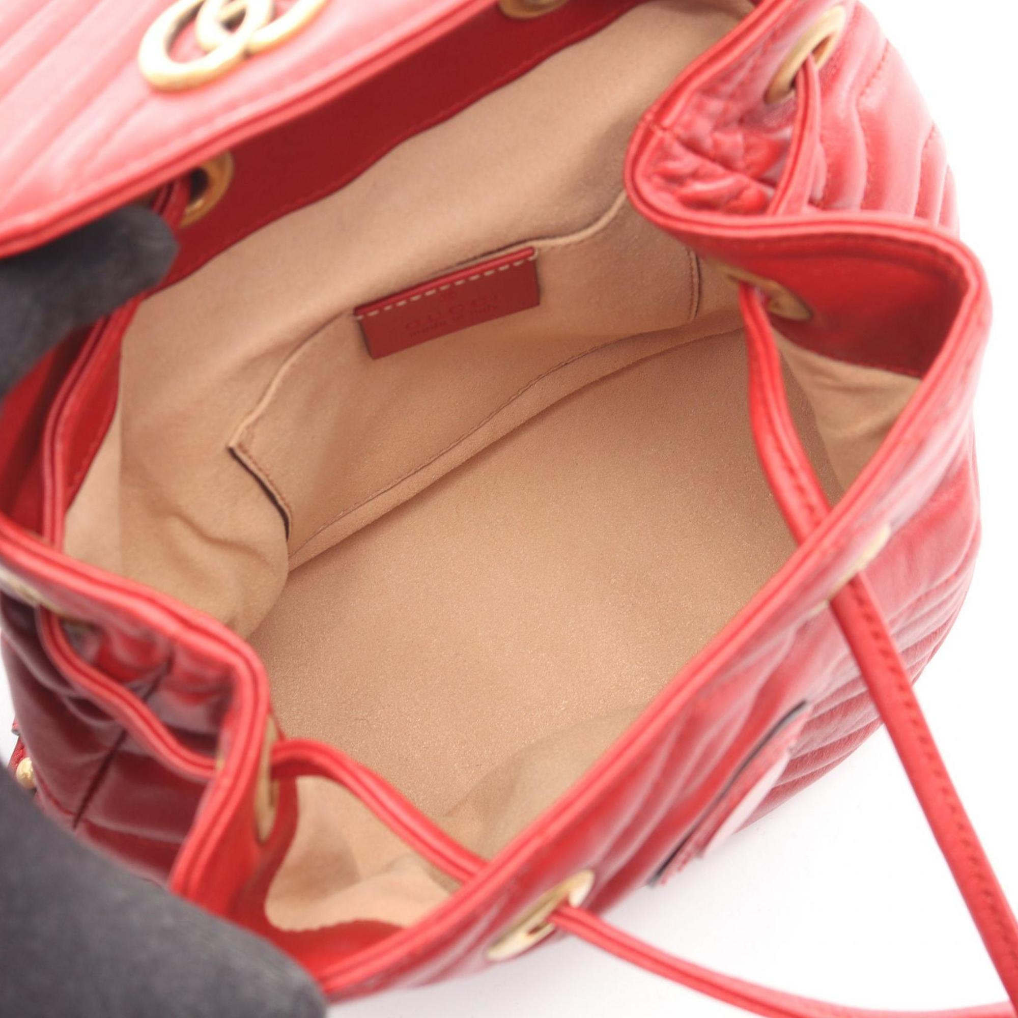 Gucci Red Color Leather Backpack (Pre-Owned)