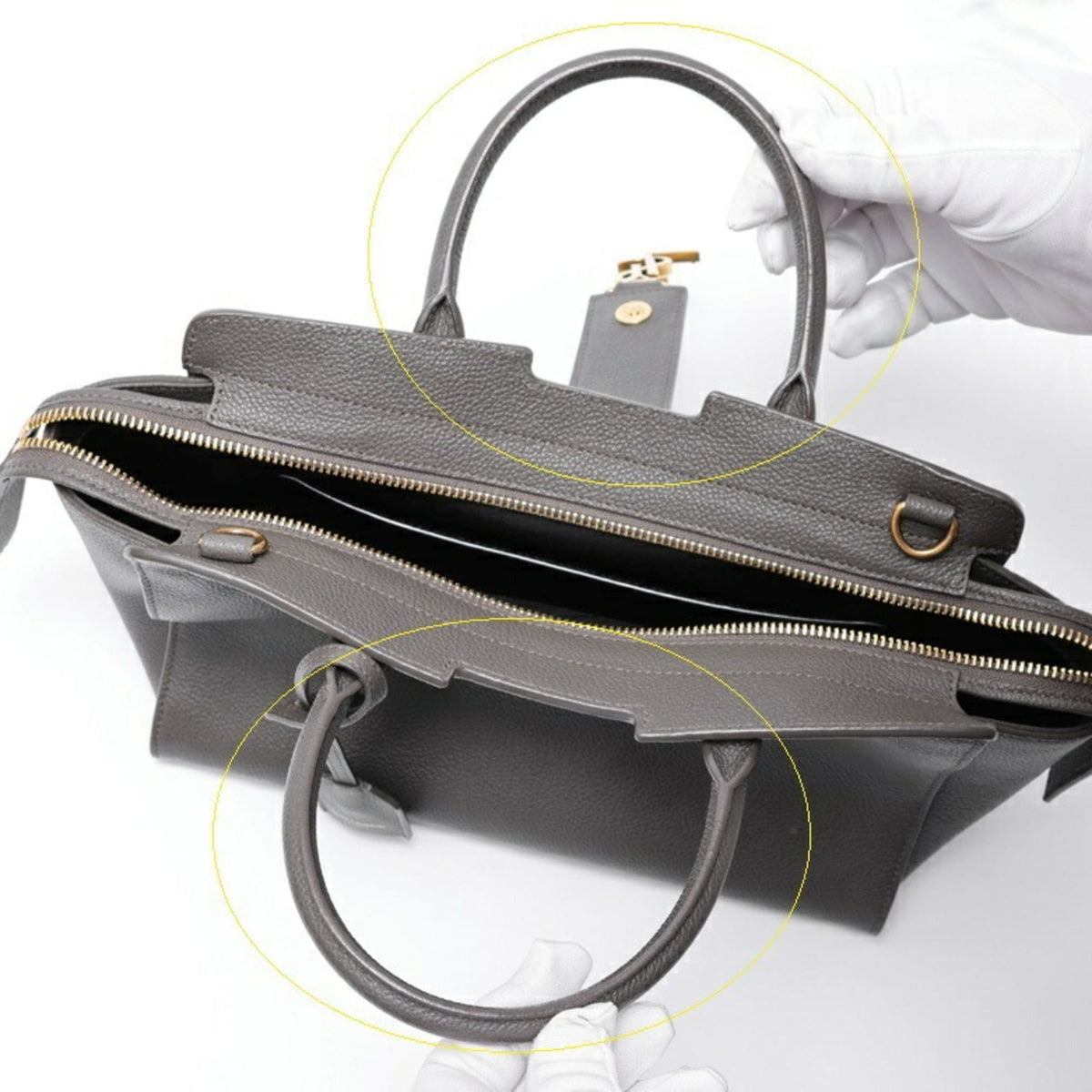 Saint Laurent Gray Leather Handbag (Pre-Owned)