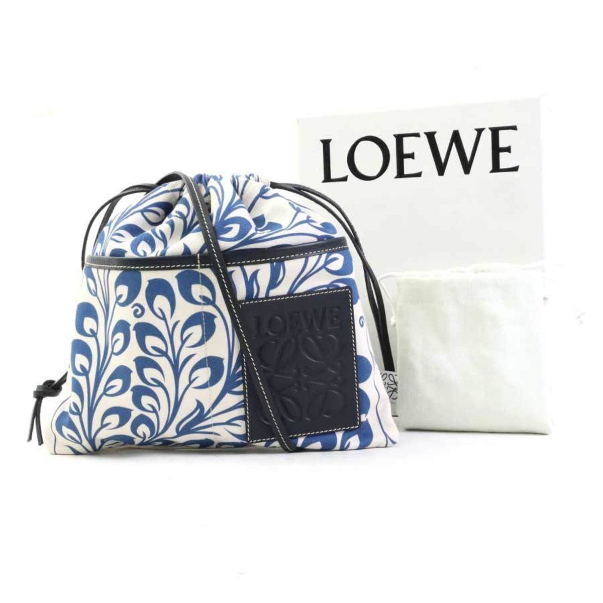 Loewe Black Blue White Canvas Leather Shoulder Bag (Pre-Owned)
