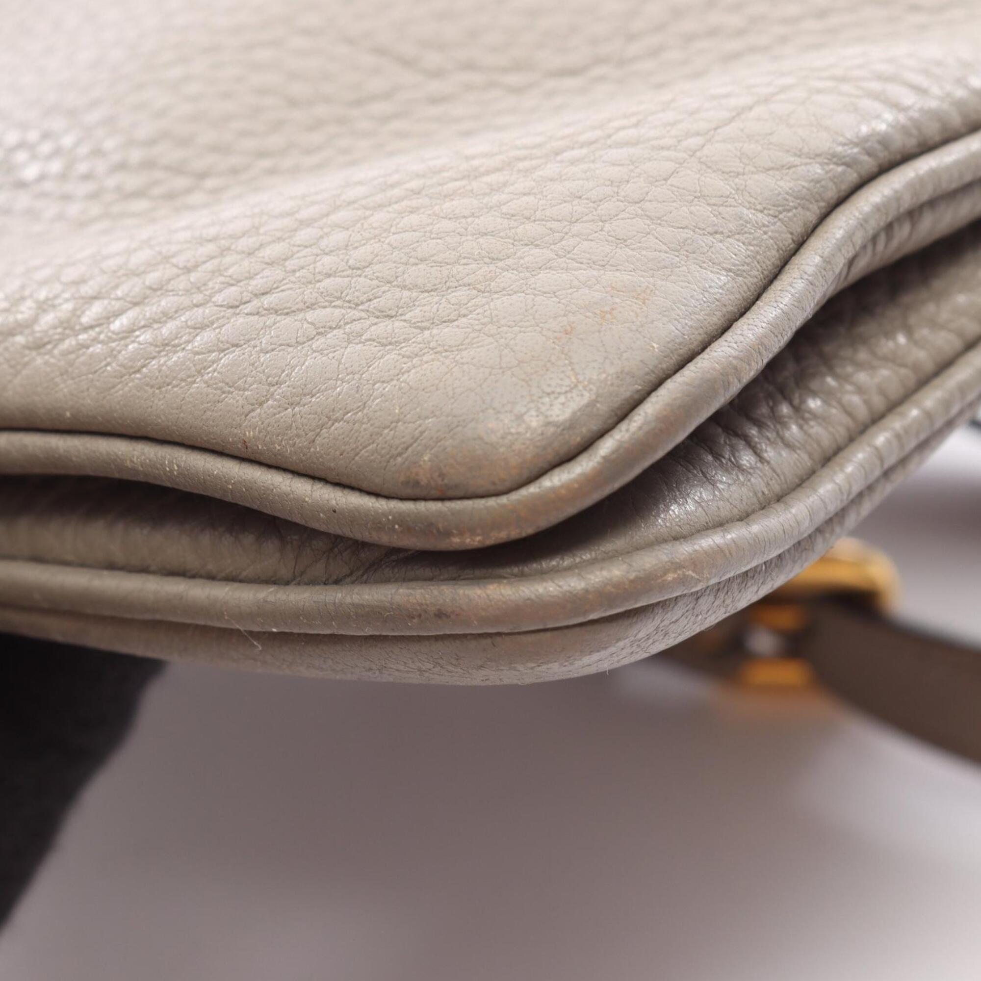 Prada Beige Leather Handbag Shoulder Bag (Pre-Owned)