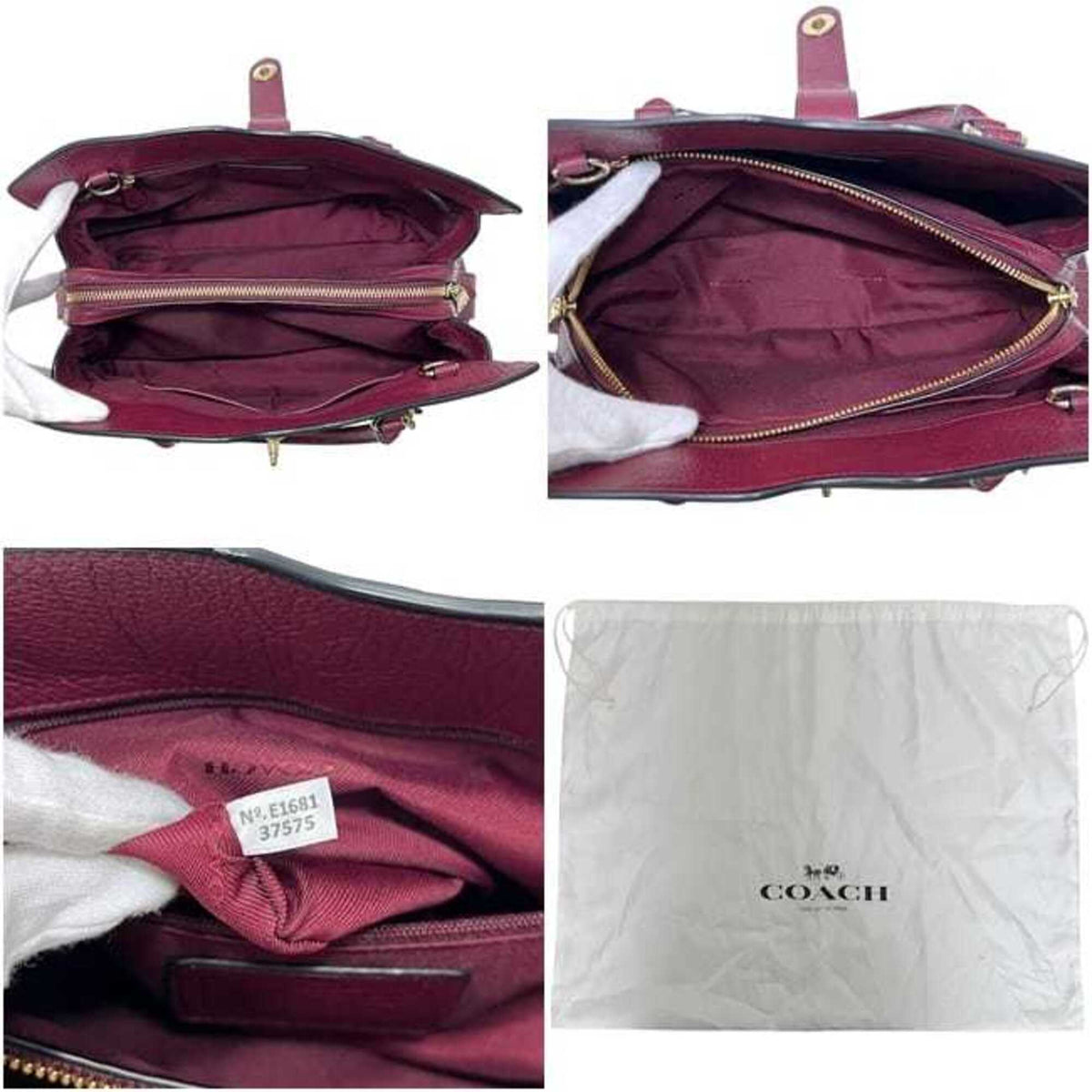 Coach Bordeaux Leather Handbag Shoulder Bag (Pre-Owned)