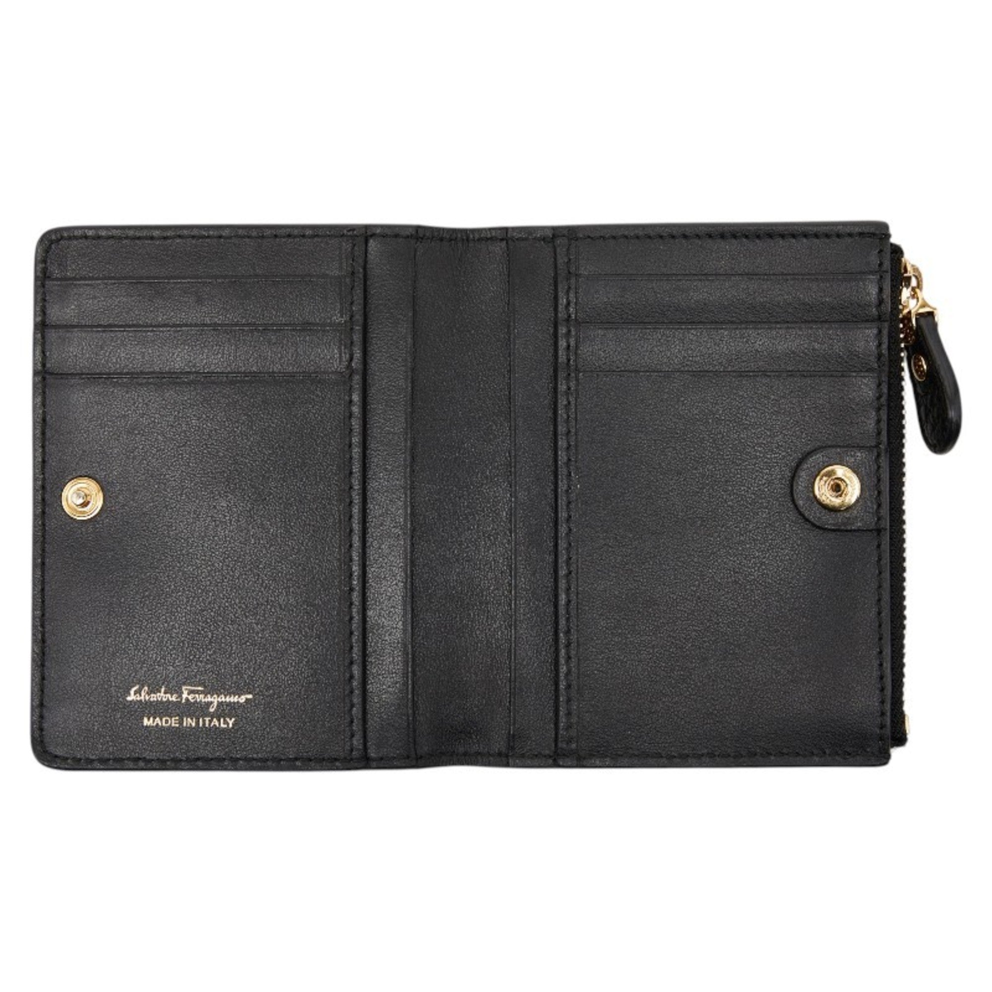 Salvatore Ferragamo Black Leather Wallet (Bi-Fold) (Pre-Owned)
