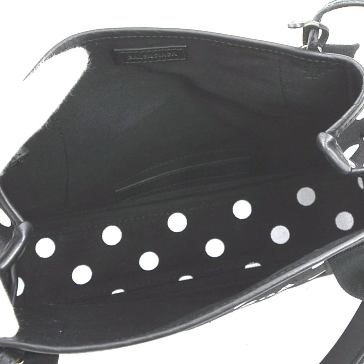 Balenciaga Black White Canvas Leather Handbag Shoulder Bag (Pre-Owned)
