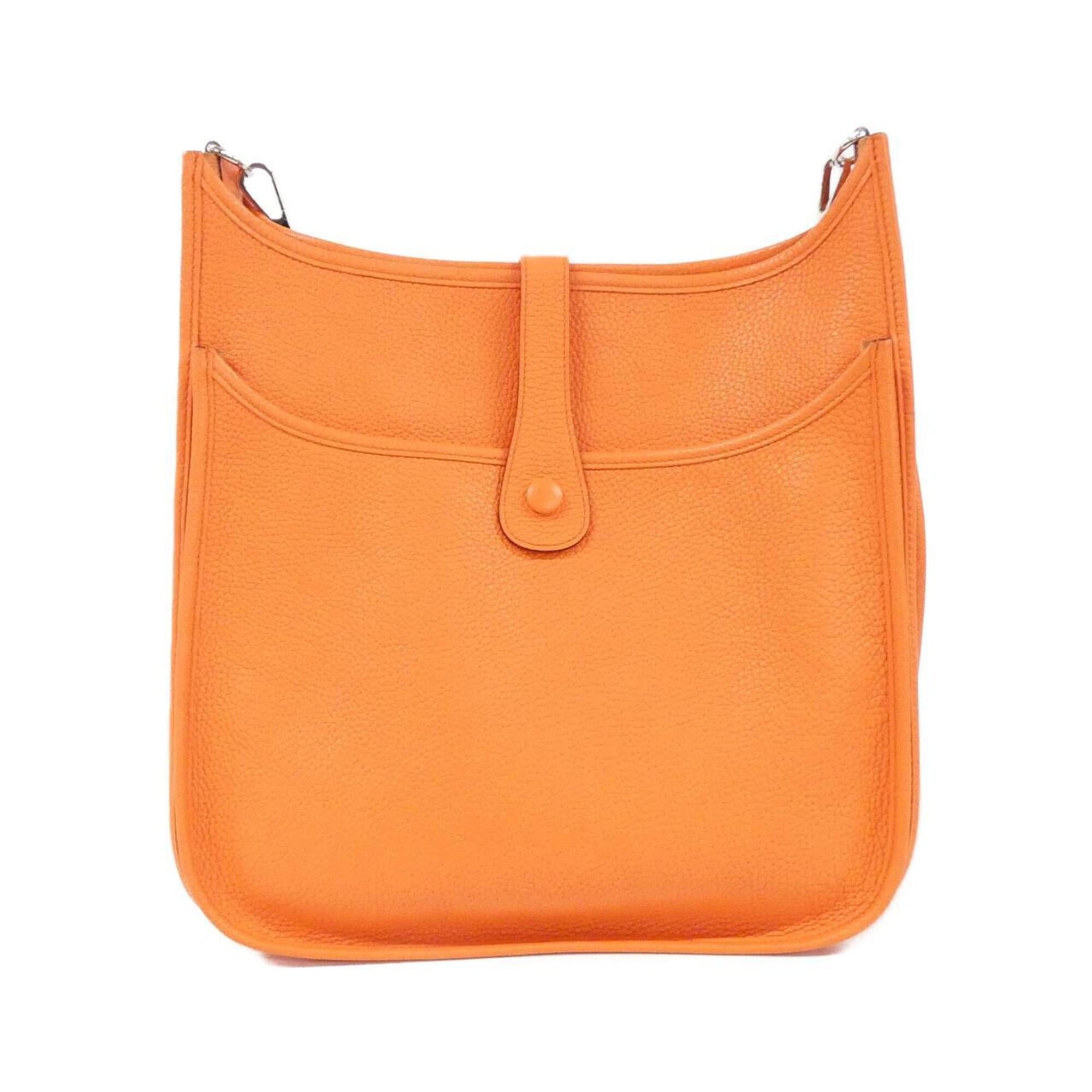 Hermes Orange Orange Poppy Taurillon Clemence Leather Shoulder Bag (Pre-Owned)
