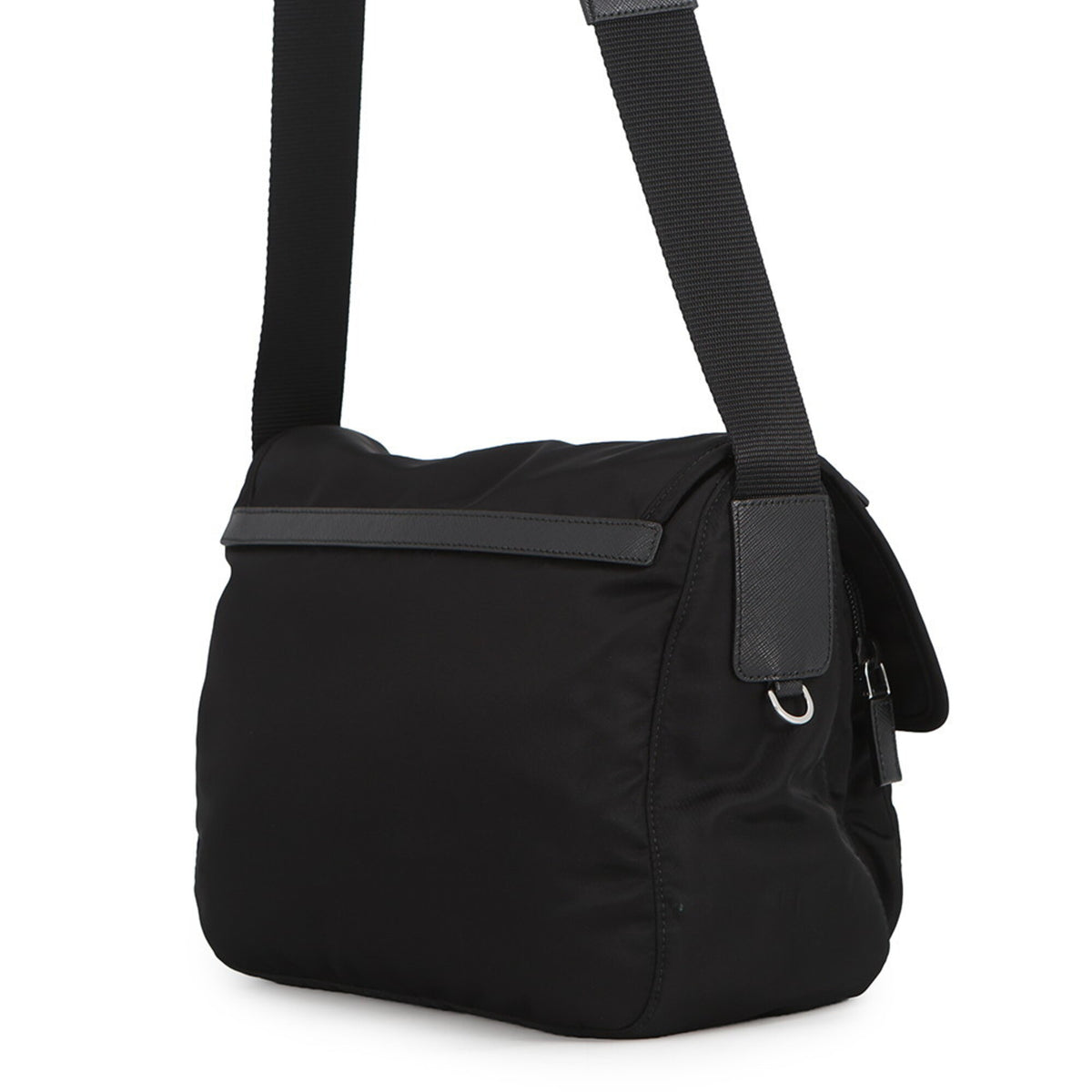 Prada Black Nylon Leather Handbag Shoulder Bag (Pre-Owned)