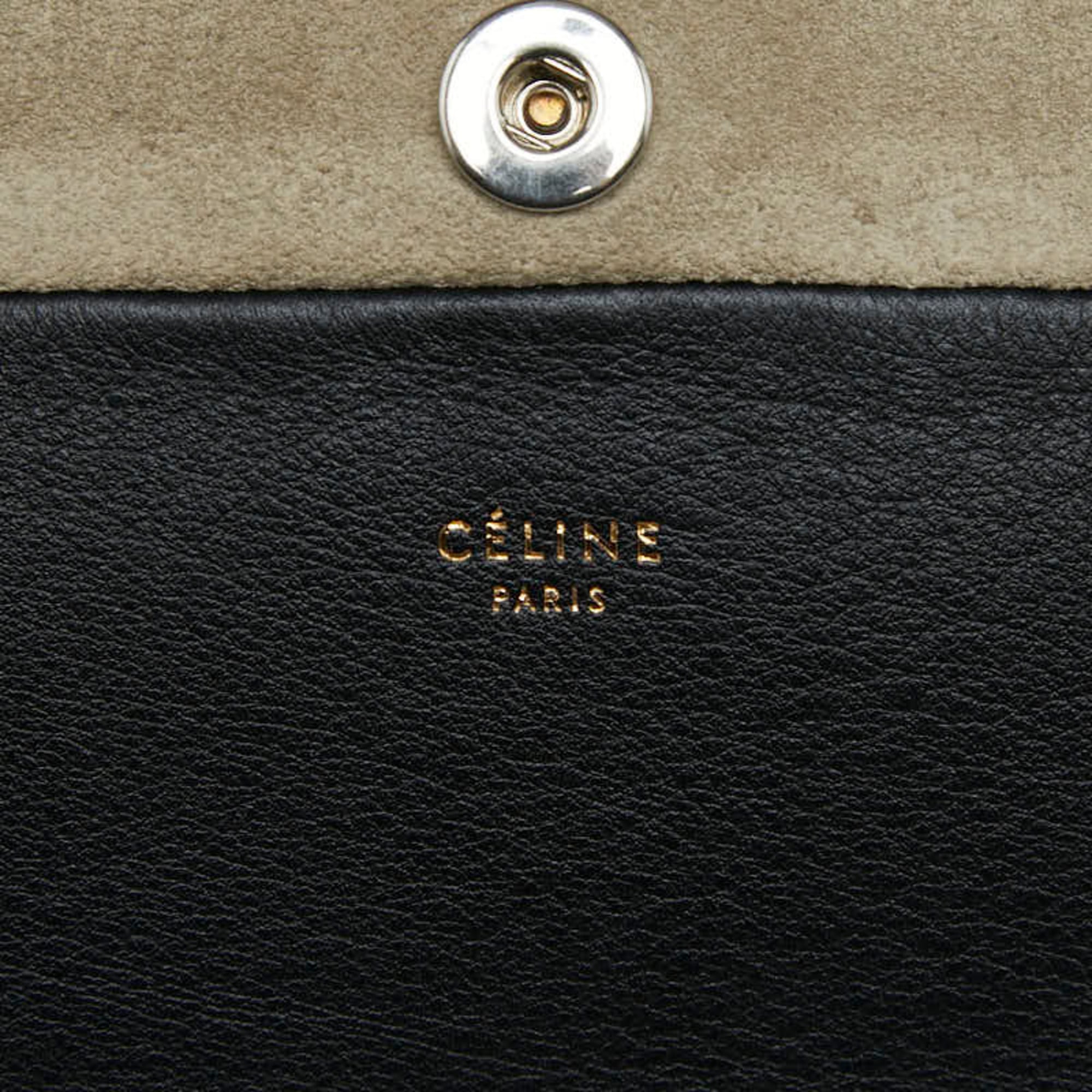 Celine Black Blue Leather Suede Clutch Bag Pouch (Pre-Owned)