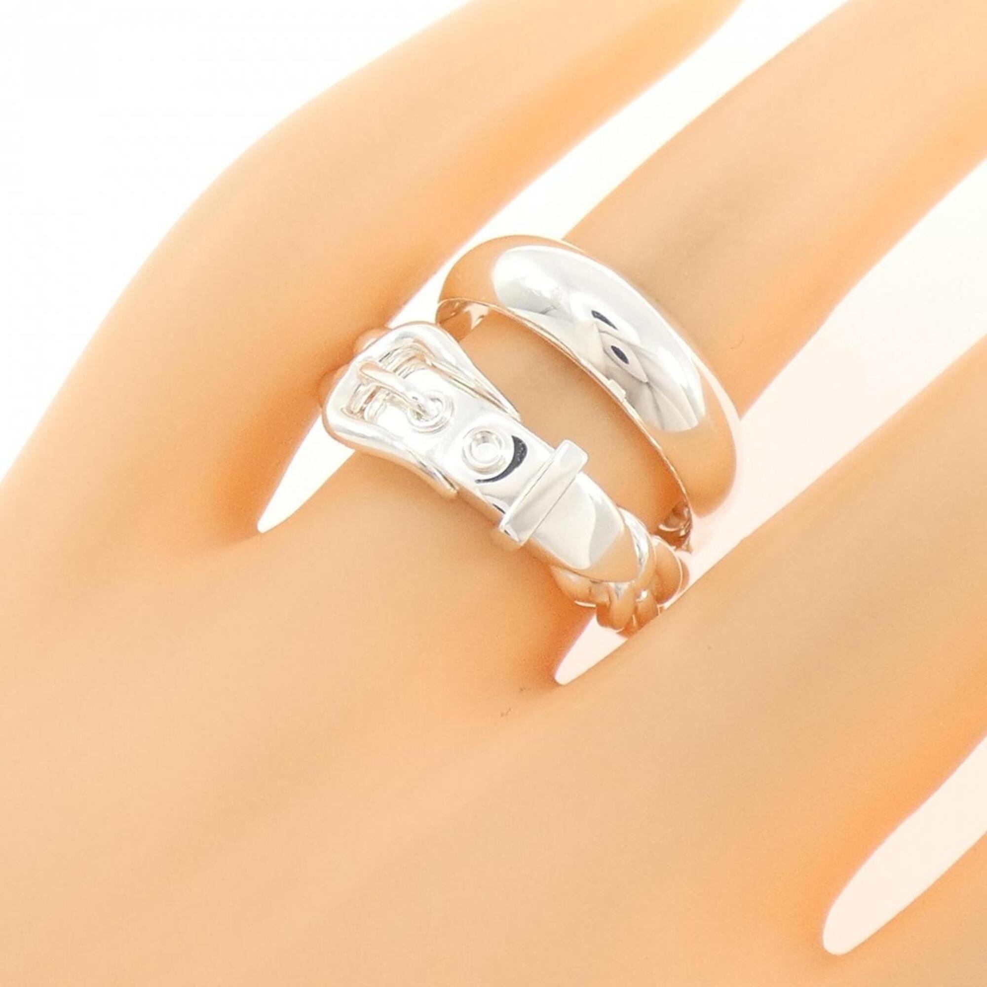 Hermes Silver Silver 925 Band Ring (Pre-Owned)