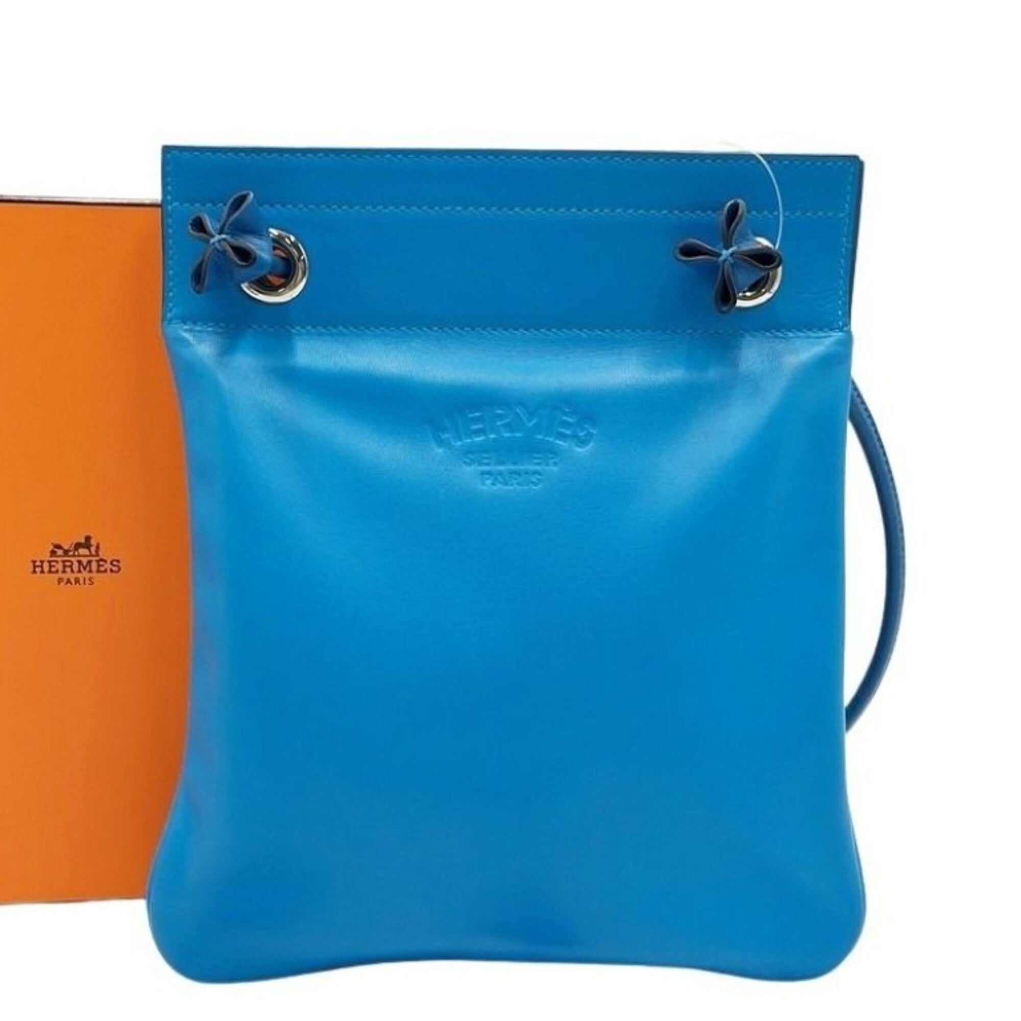 Hermes Blue Swift Leather Pochette Shoulder Bag (Pre-Owned)