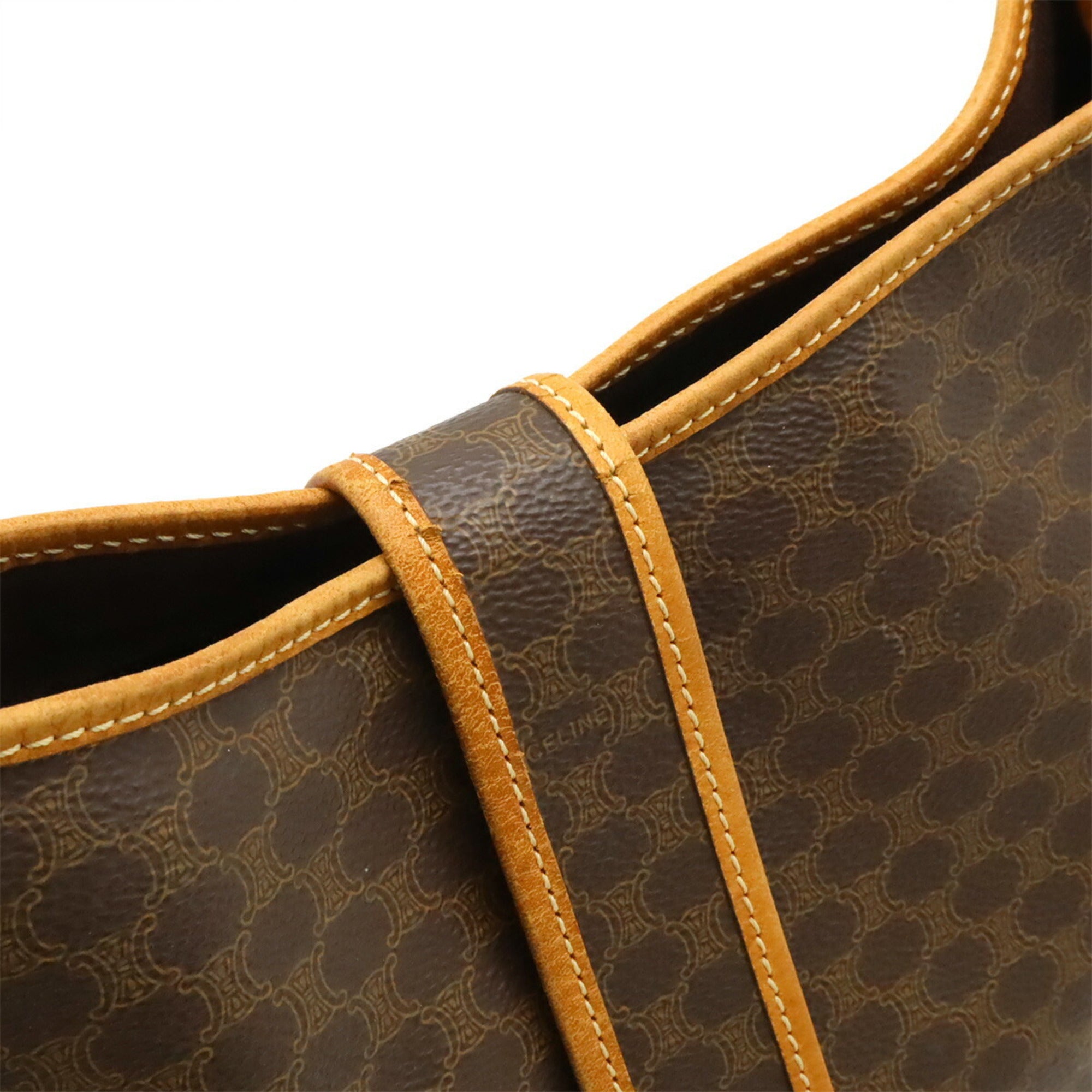 Celine Black Brown Dark Brown Coated Canvas Leather Pochette Shoulder Bag (Pre-Owned)
