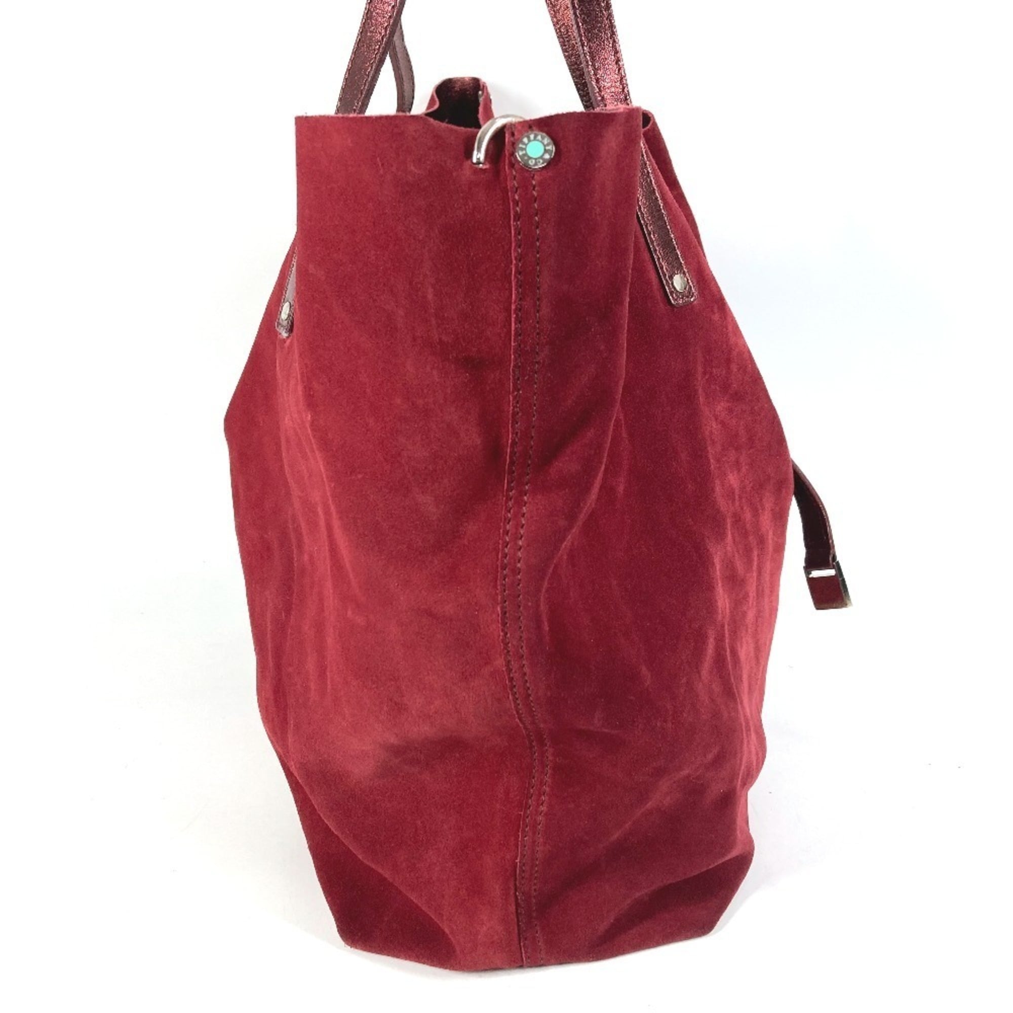 Tiffany Red Color Suede Leather Shoulder Bag Tote Bag (Pre-Owned)