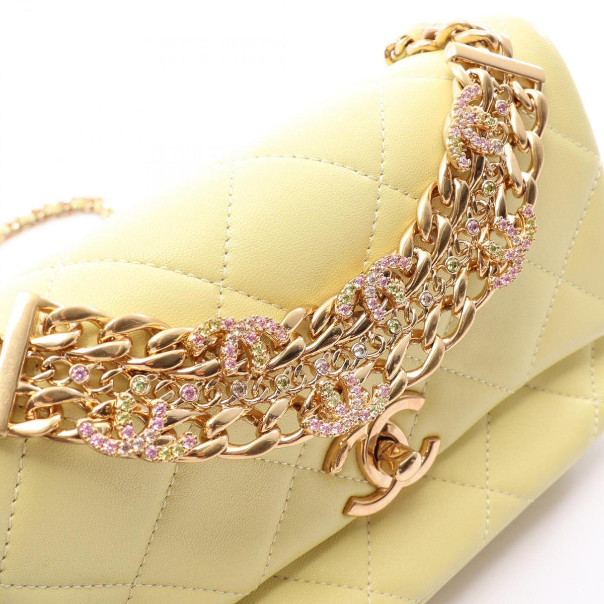 Chanel Yellow Leather Handbag Shoulder Bag (Pre-Owned)