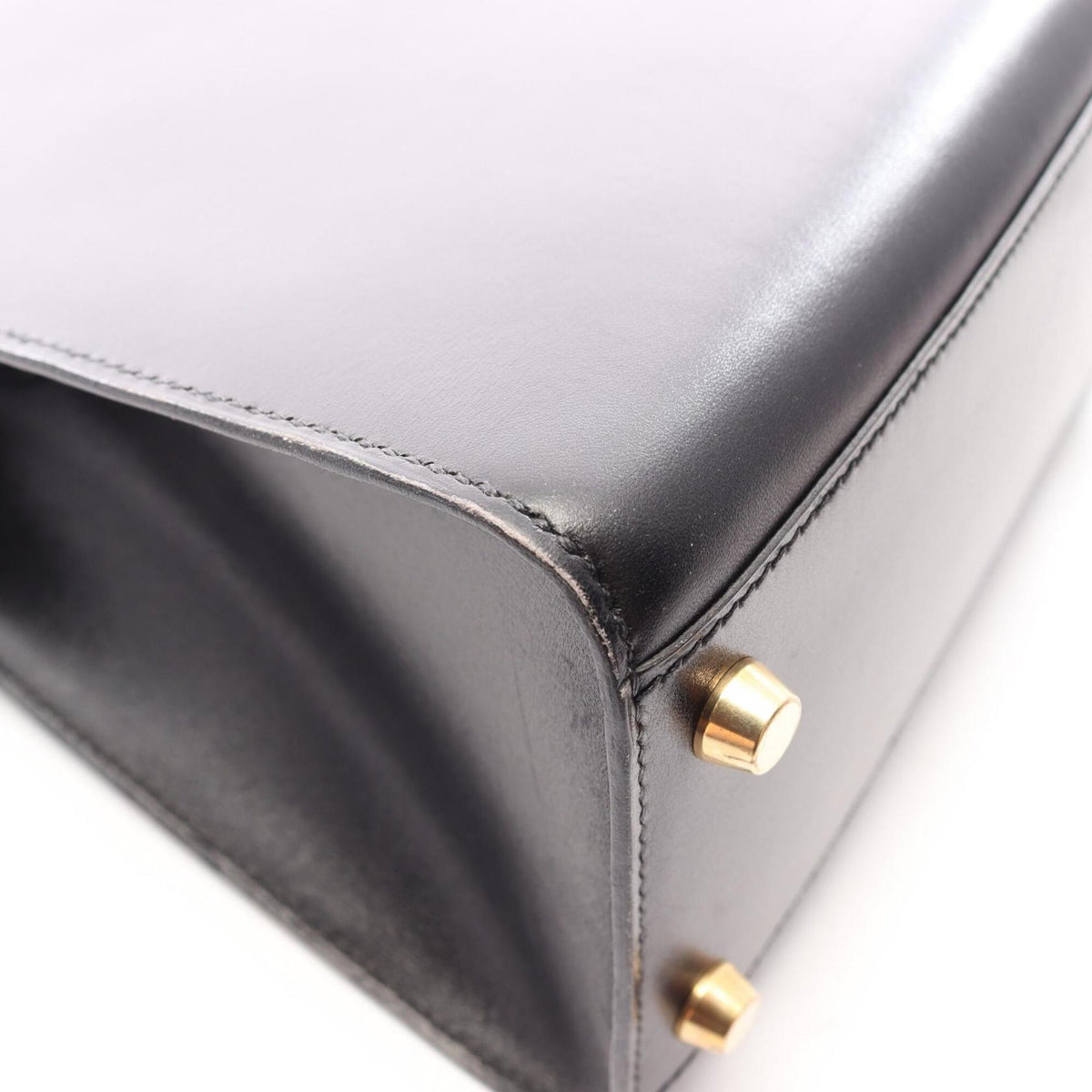 Hermes Black Box Calf Leather Leather Handbag Shoulder Bag (Pre-Owned)