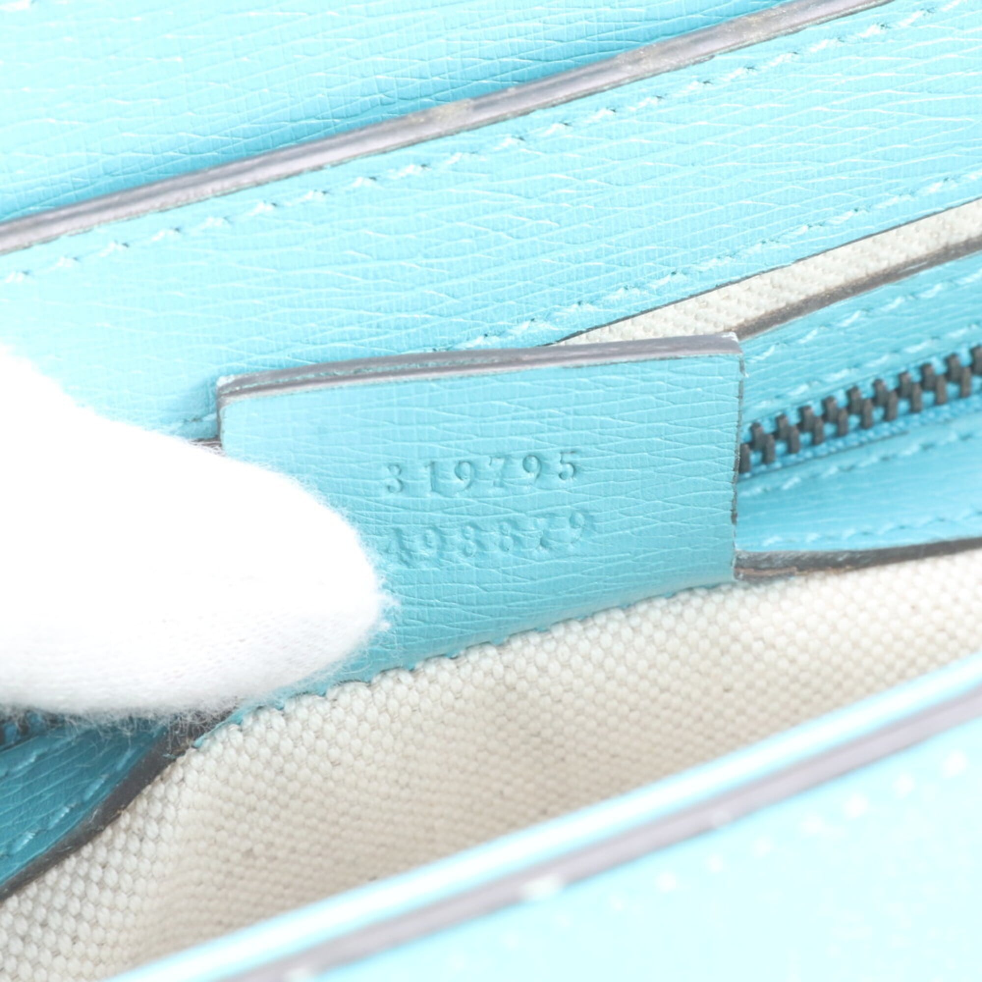 Gucci Blue Turquoise Leather Handbag Shoulder Bag Tote Bag (Pre-Owned)