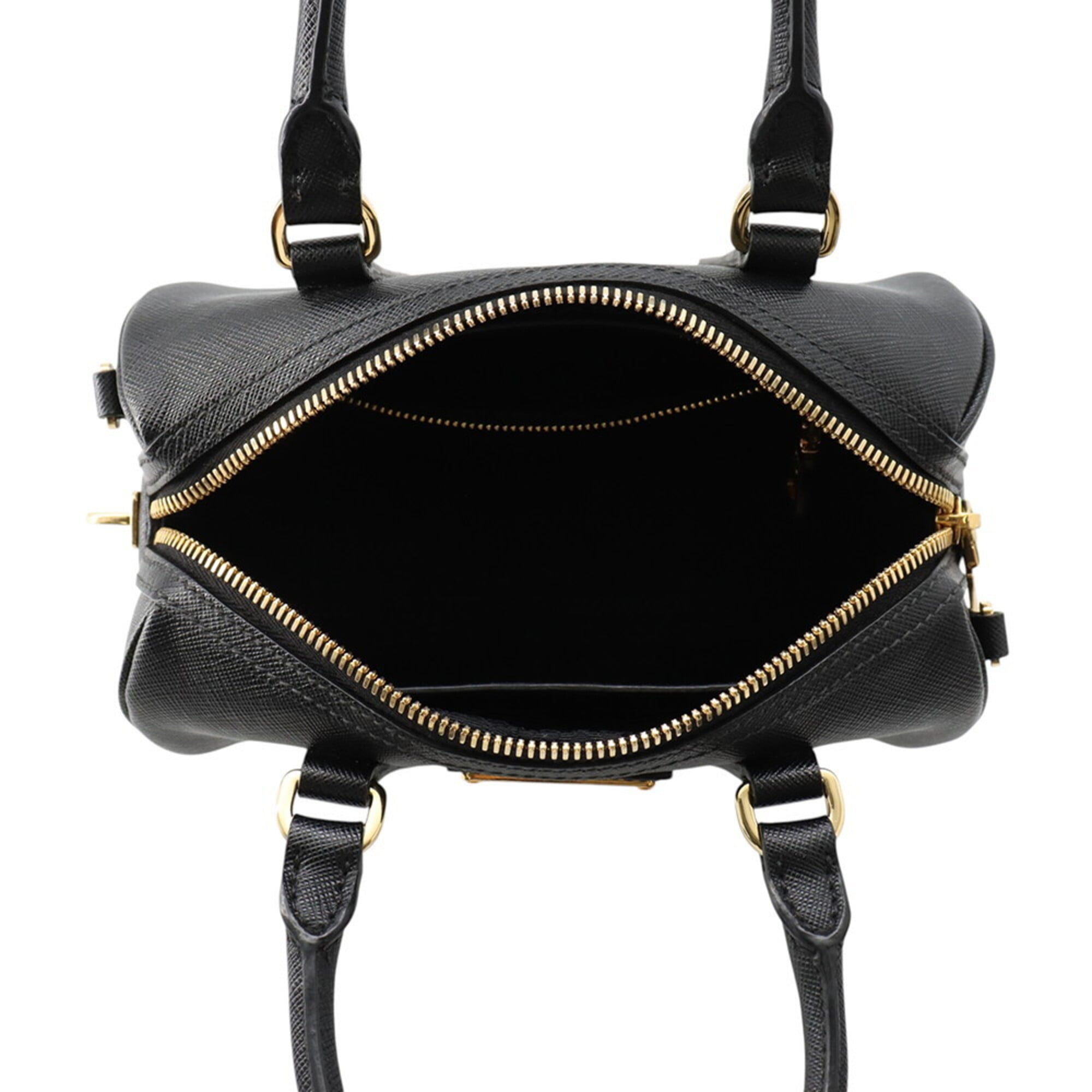 Prada Black Leather Boston Bag Handbag (Pre-Owned)