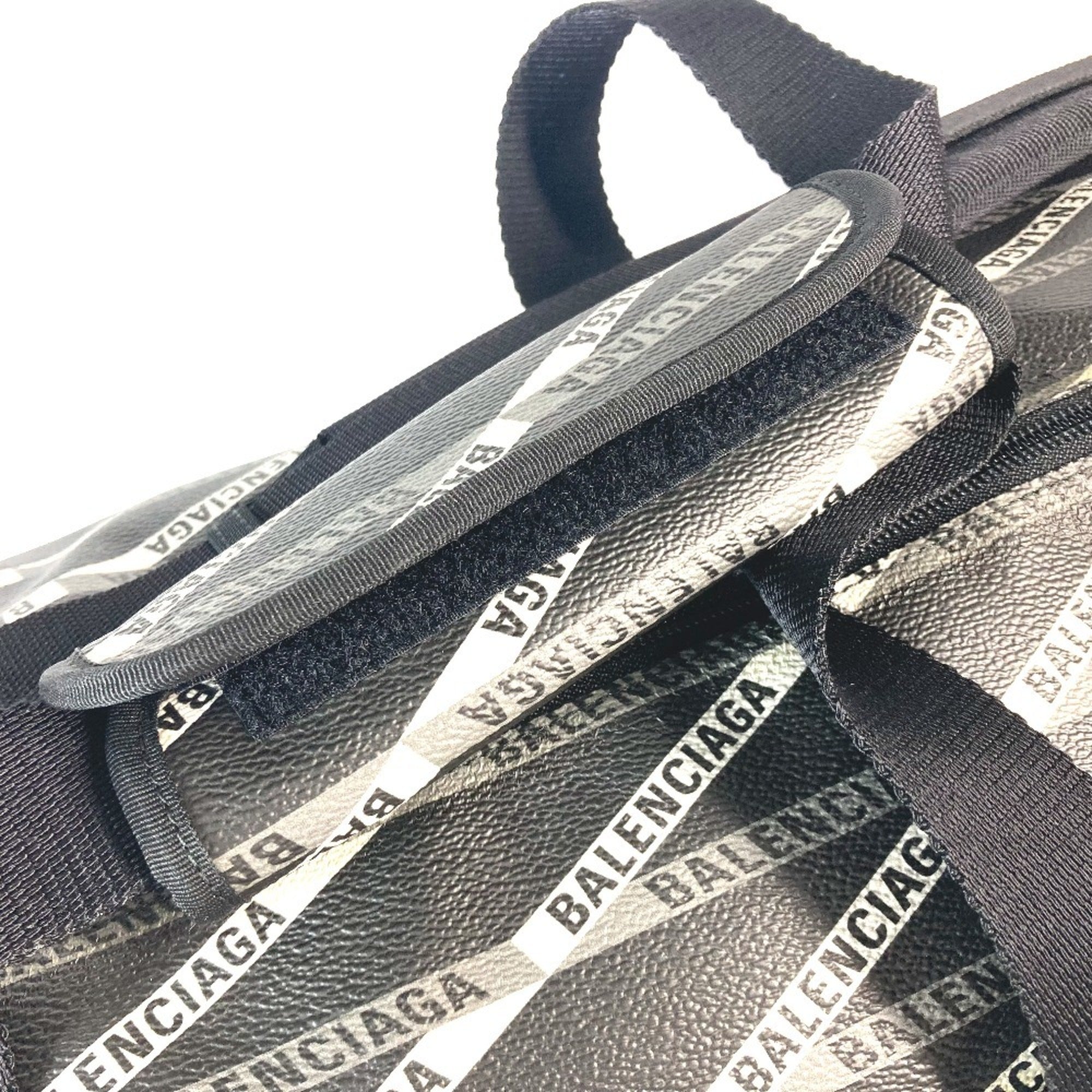 Balenciaga Black Gray Leather Pvc Boston Bag Shoulder Bag (Pre-Owned)