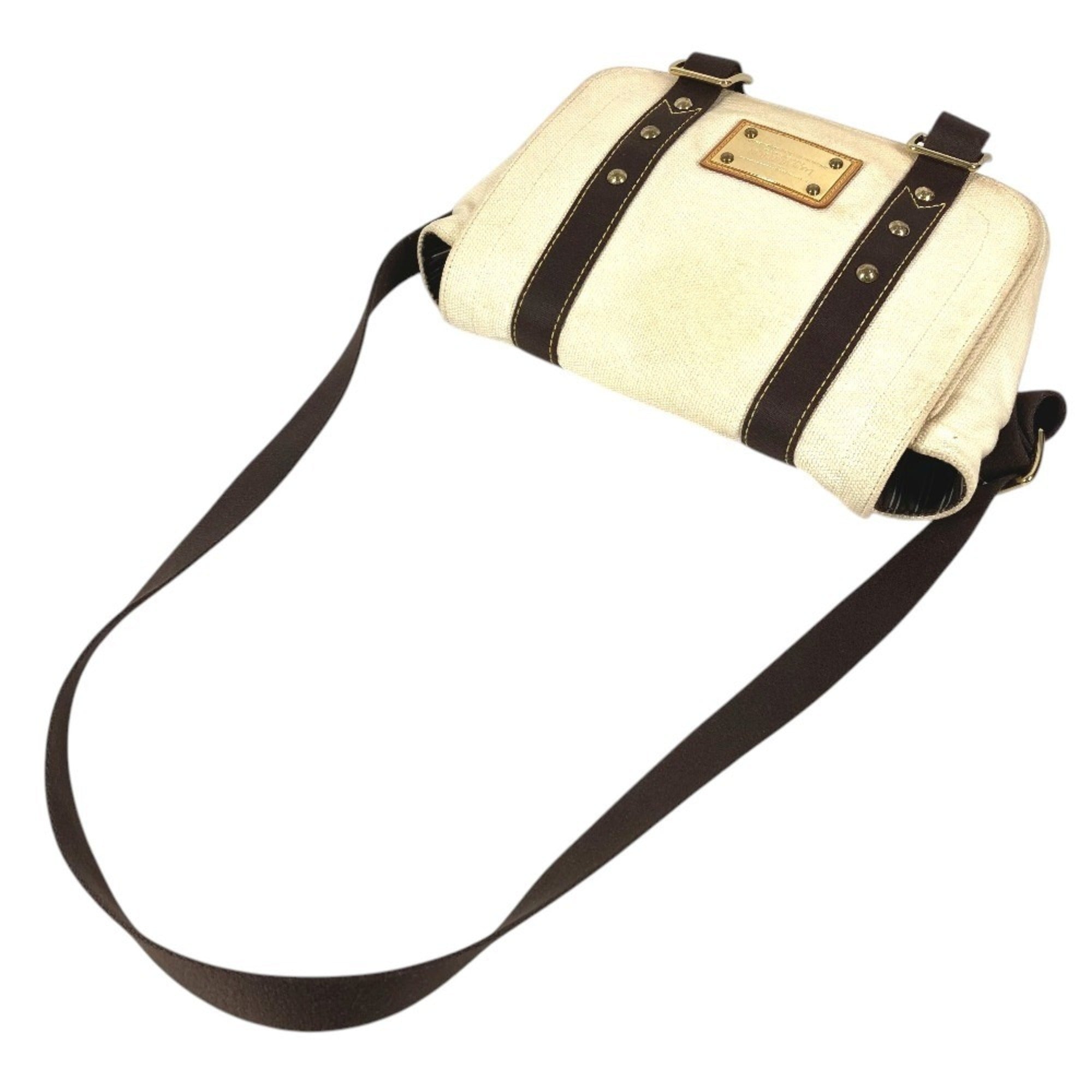 Louis Vuitton Brown Ecru White Canvas Shoulder Bag (Pre-Owned)