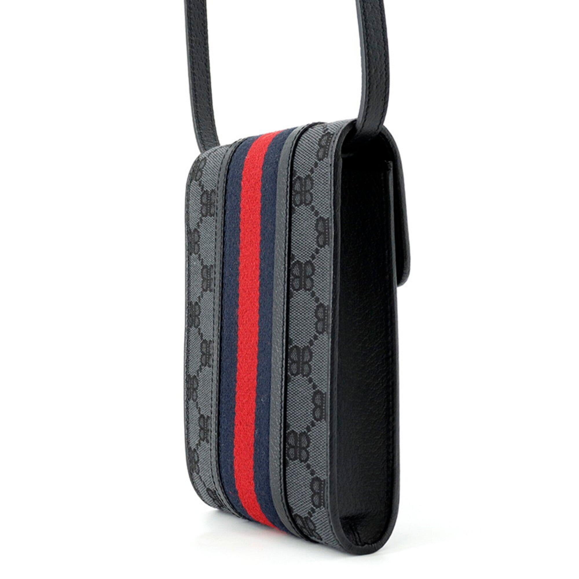 Balenciaga Black Navy Red Color Canvas Leather Handbag Pouch Shoulder Bag (Pre-Owned)