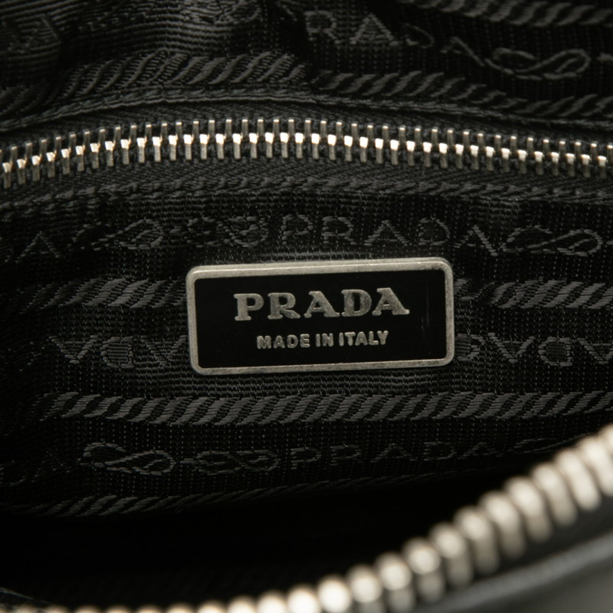 Prada Black Nylon Leather Handbag Shoulder Bag (Pre-Owned)
