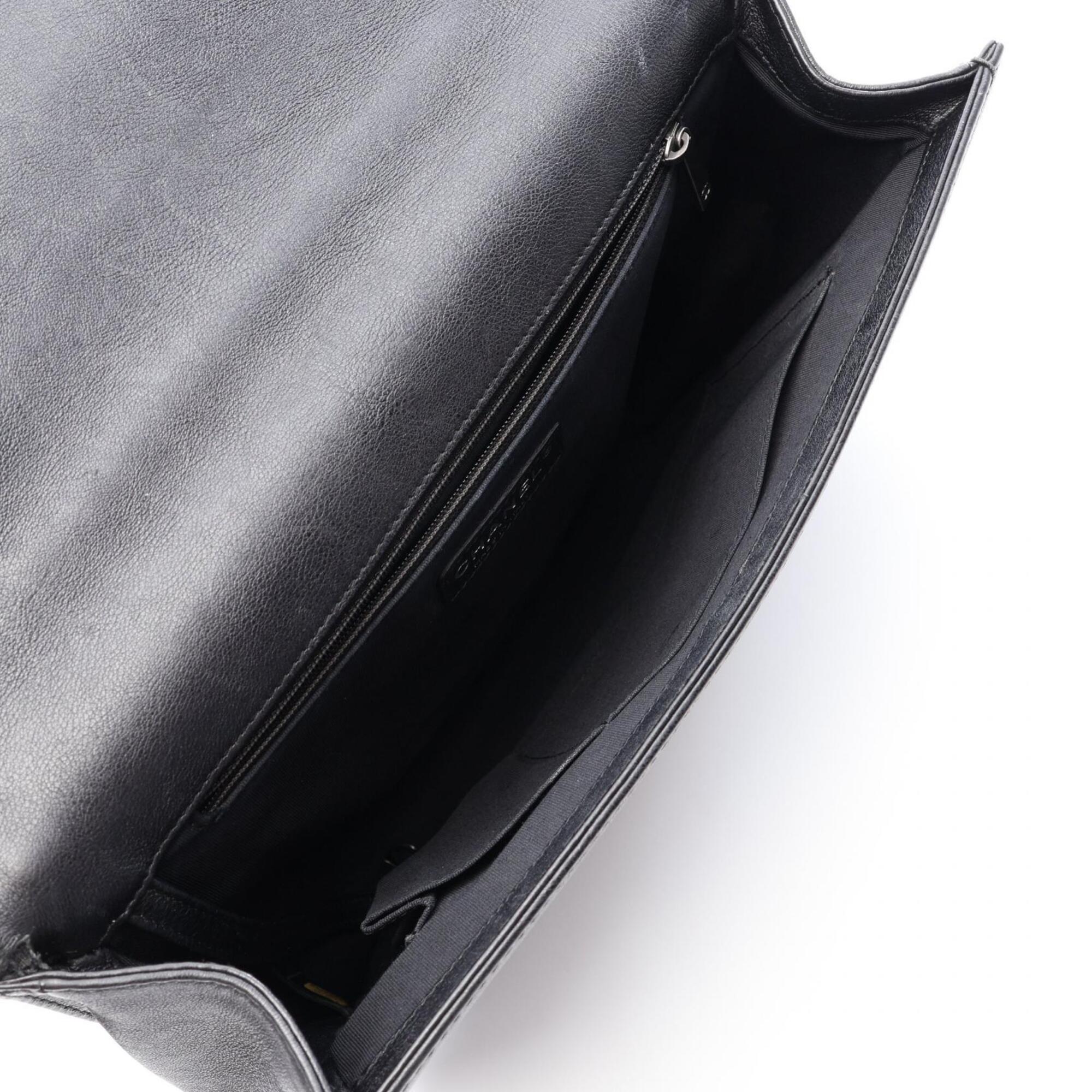 Chanel Black Grained Calfskin Handbag Shoulder Bag (Pre-Owned)