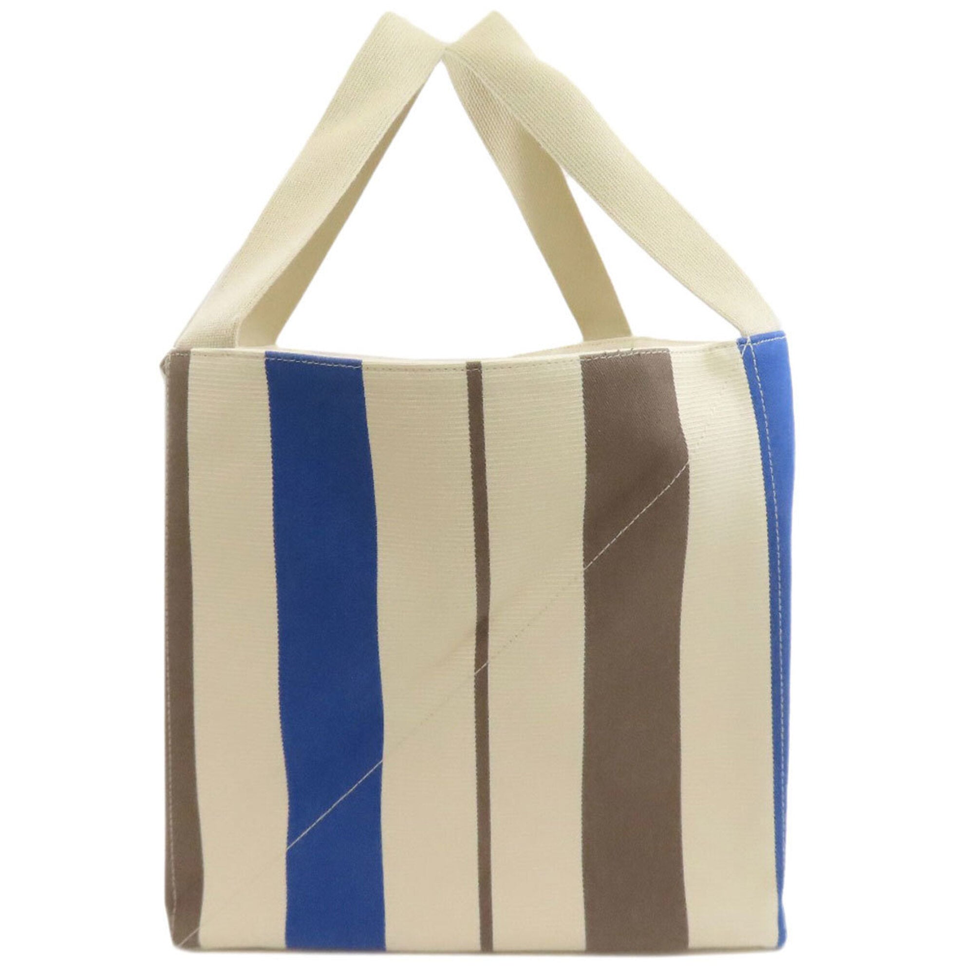 Hermes Blue Brown White Canvas Tote Bag (Pre-Owned)