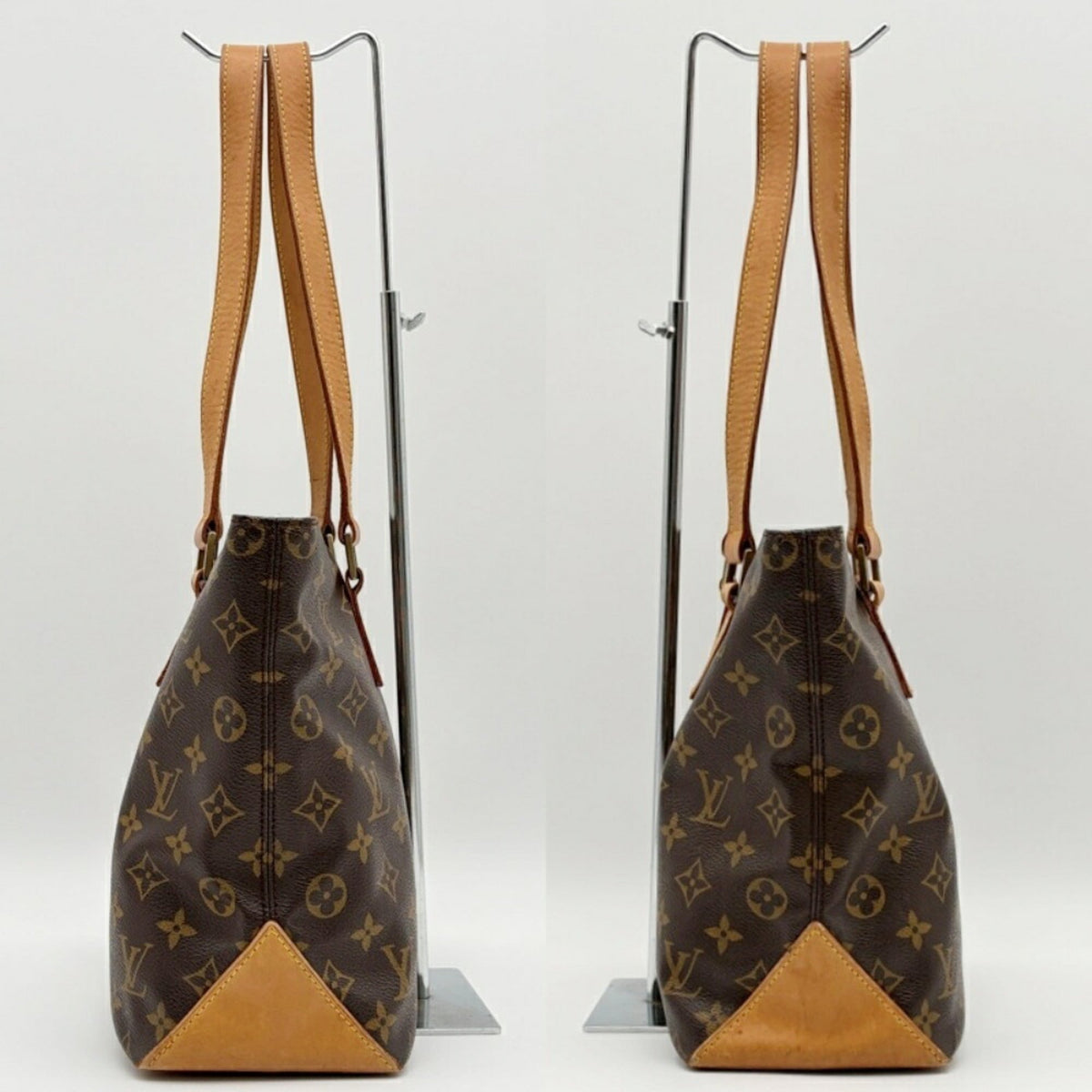 Louis Vuitton Brown Monogram Canvas Leather Shoulder Bag Tote Bag (Pre-Owned)