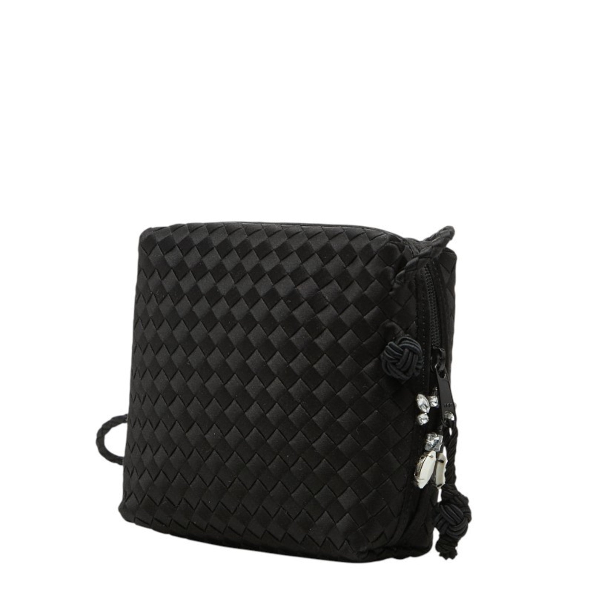 Bottega Veneta Black Satin Shoulder Bag (Pre-Owned)