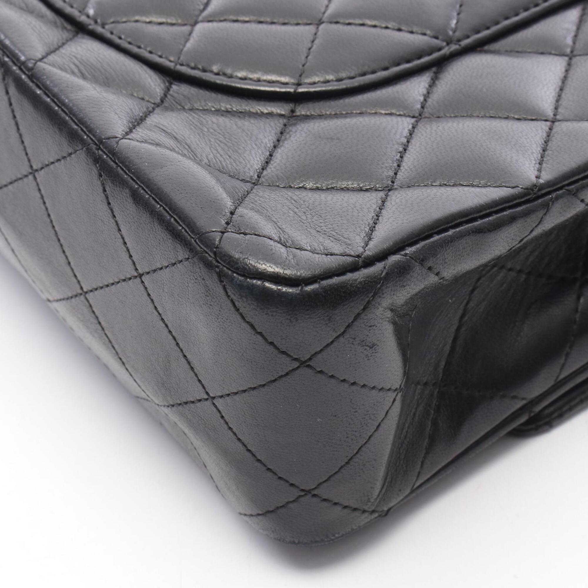 Chanel Black Leather Handbag Shoulder Bag (Pre-Owned)