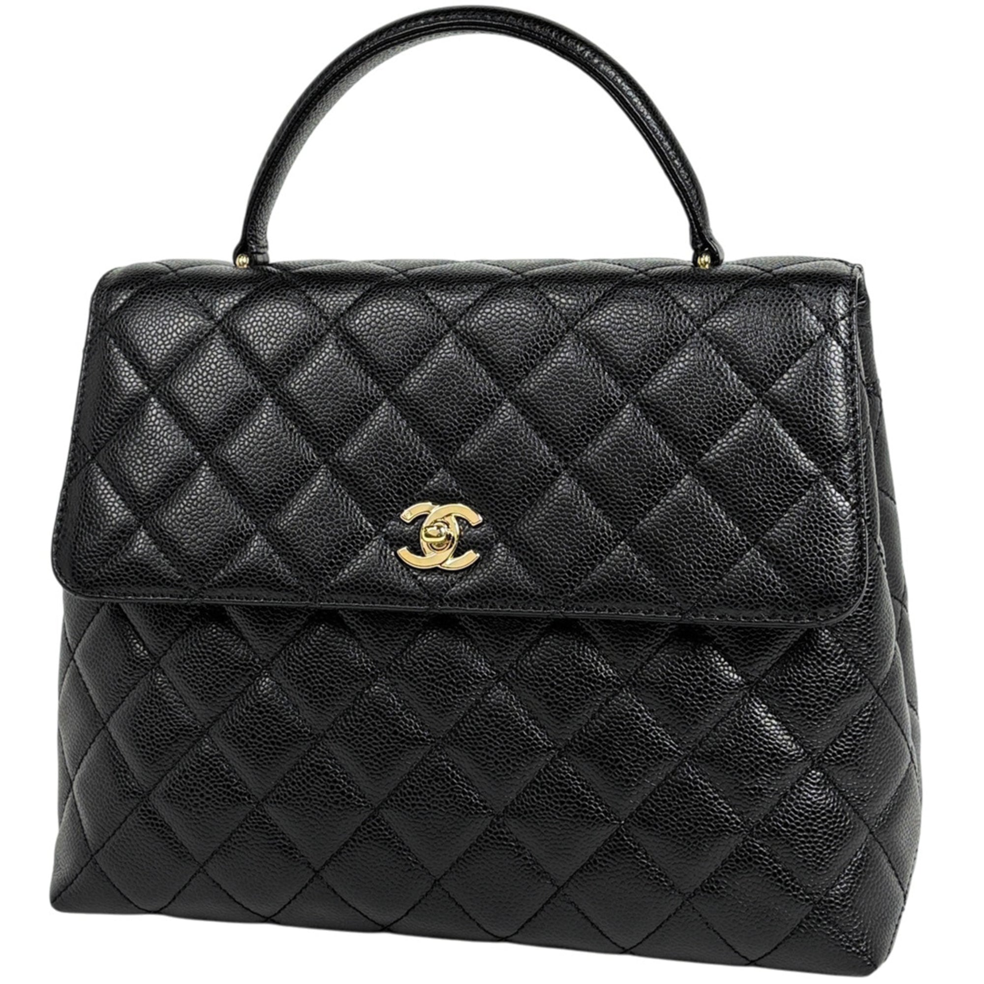 Chanel Matelasse Black Grained Calfskin Handbag (Pre-Owned)