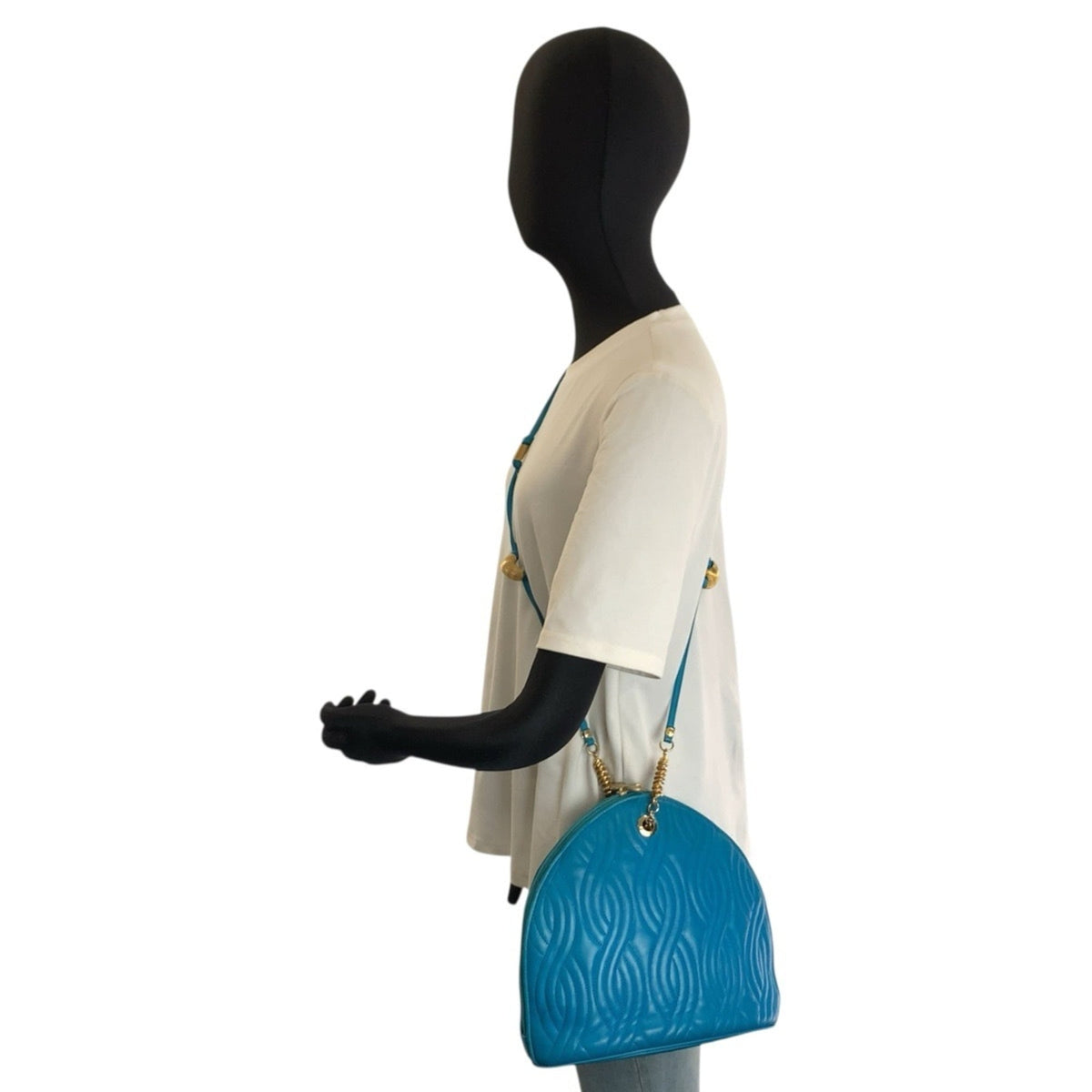 Fendi Blue Leather Pochette Shoulder Bag (Pre-Owned)