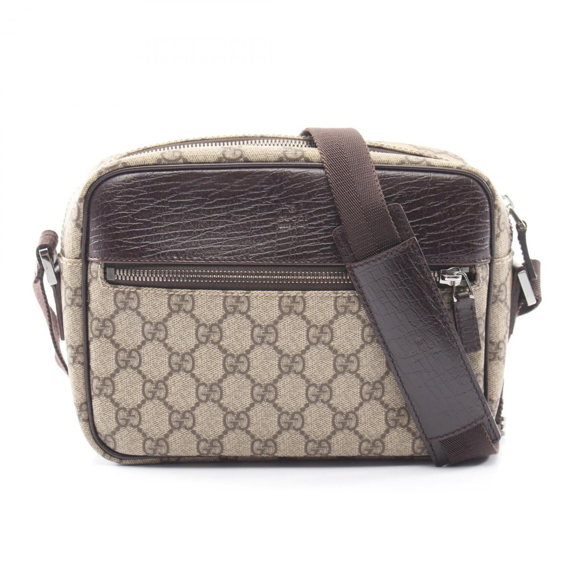 Gucci Beige Brown Gg Plus Leather Shoulder Bag (Pre-Owned)