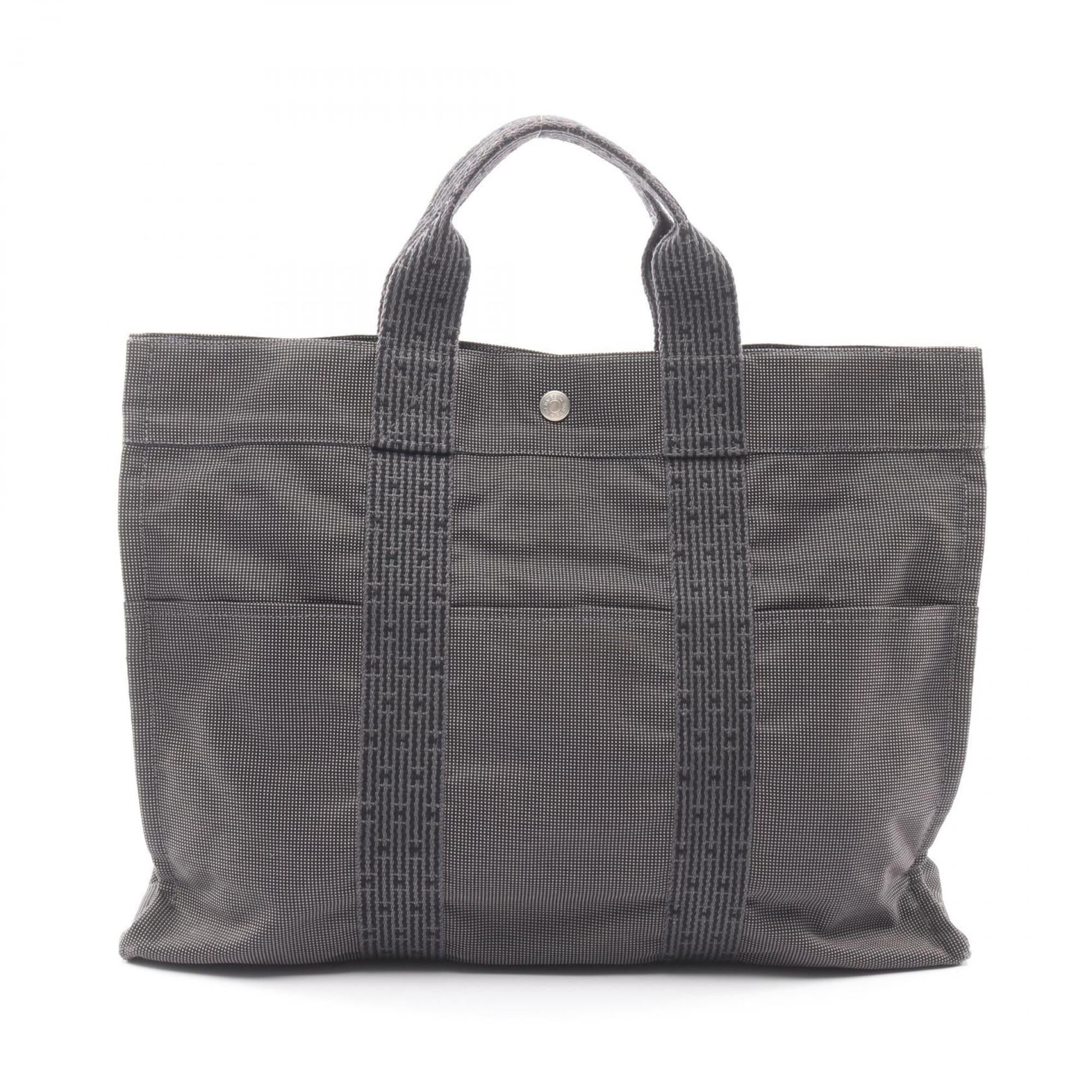 Hermes Gray Nylon Canvas Handbag Tote Bag (Pre-Owned)