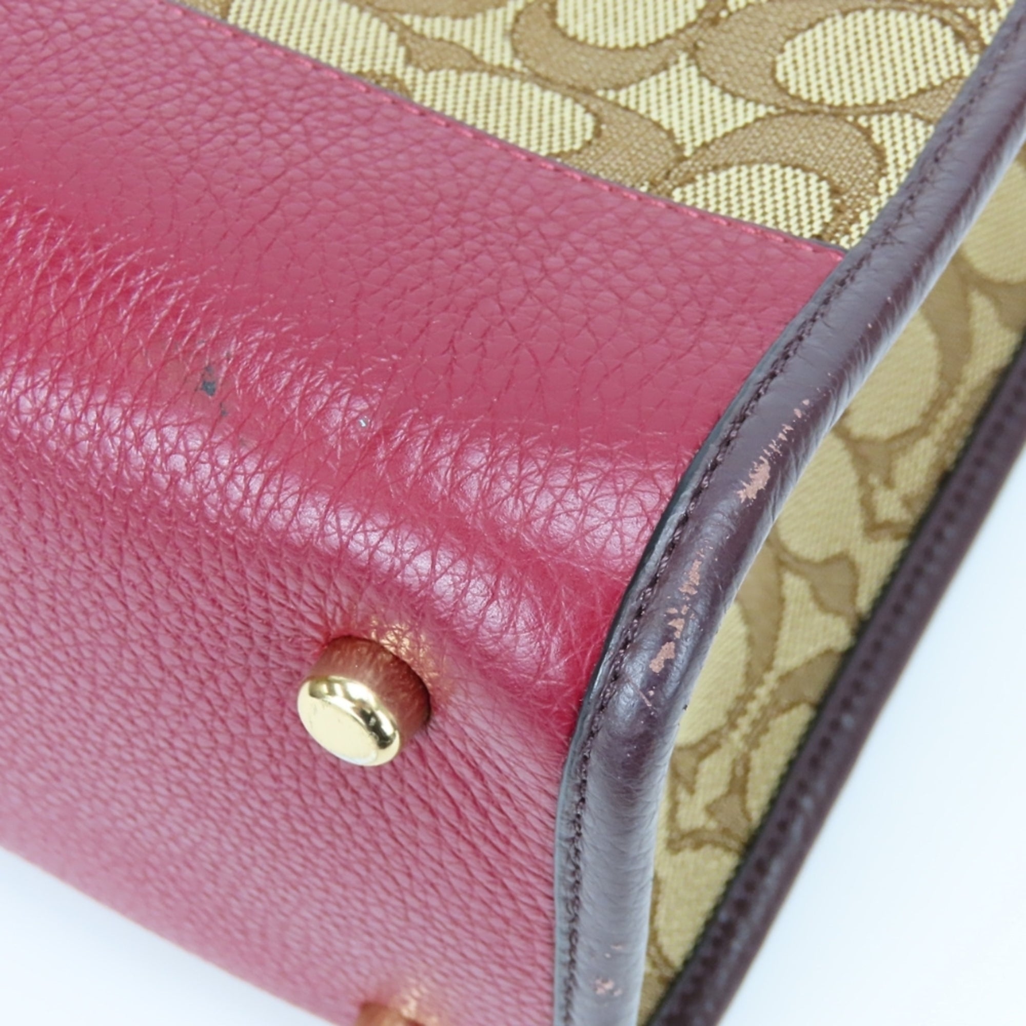 Coach Signature Bordeaux Brown Canvas Leather Tote Bag (Pre-Owned)