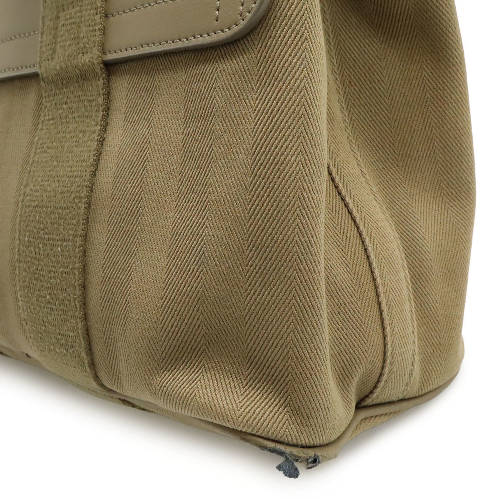 Hermes Khaki Toile Chevron Handbag Tote Bag (Pre-Owned)