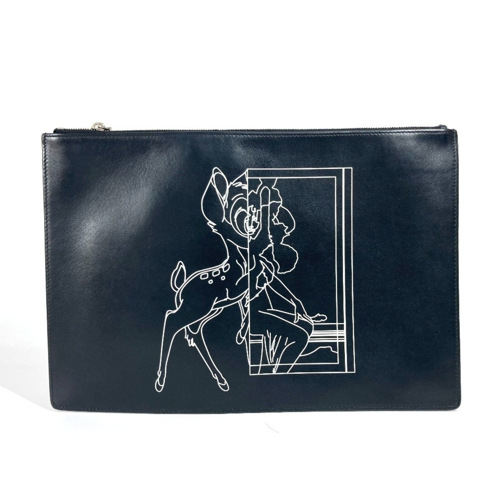 Givenchy Black White Leather Clutch Bag (Pre-Owned)