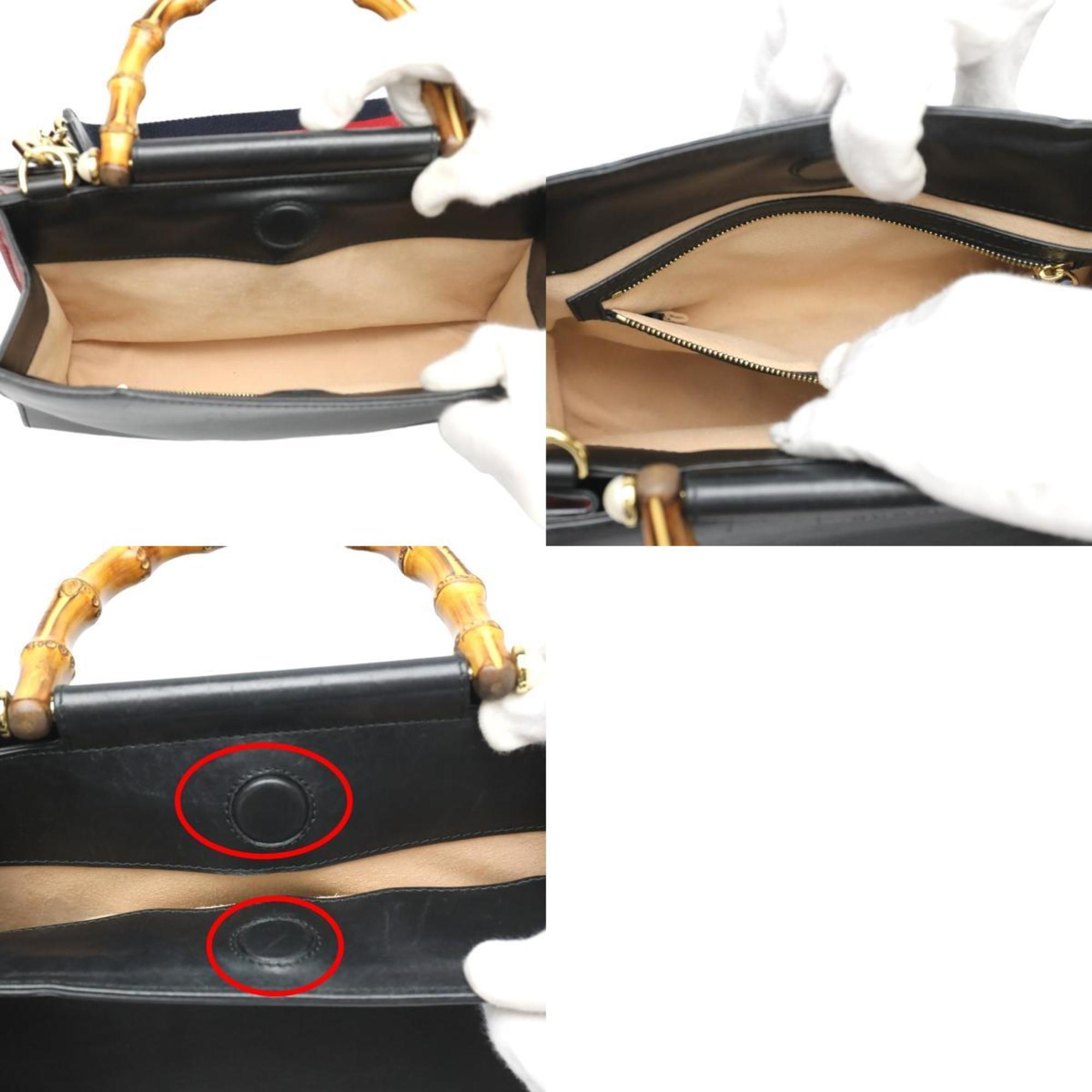Gucci Bamboo Black Leather Handbag (Pre-Owned)