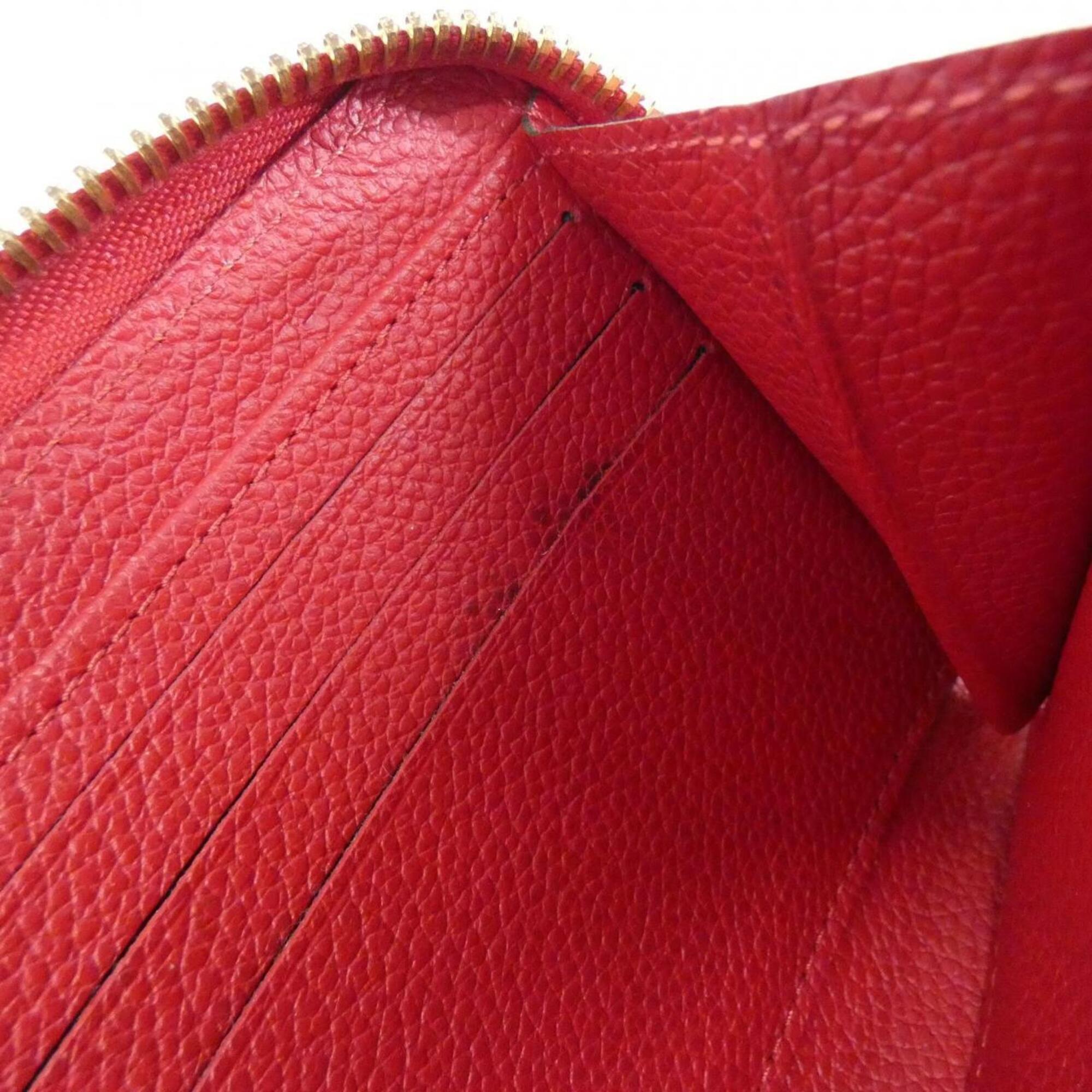Louis Vuitton Red Color Leather Long Wallet (Bi-Fold) (Pre-Owned)