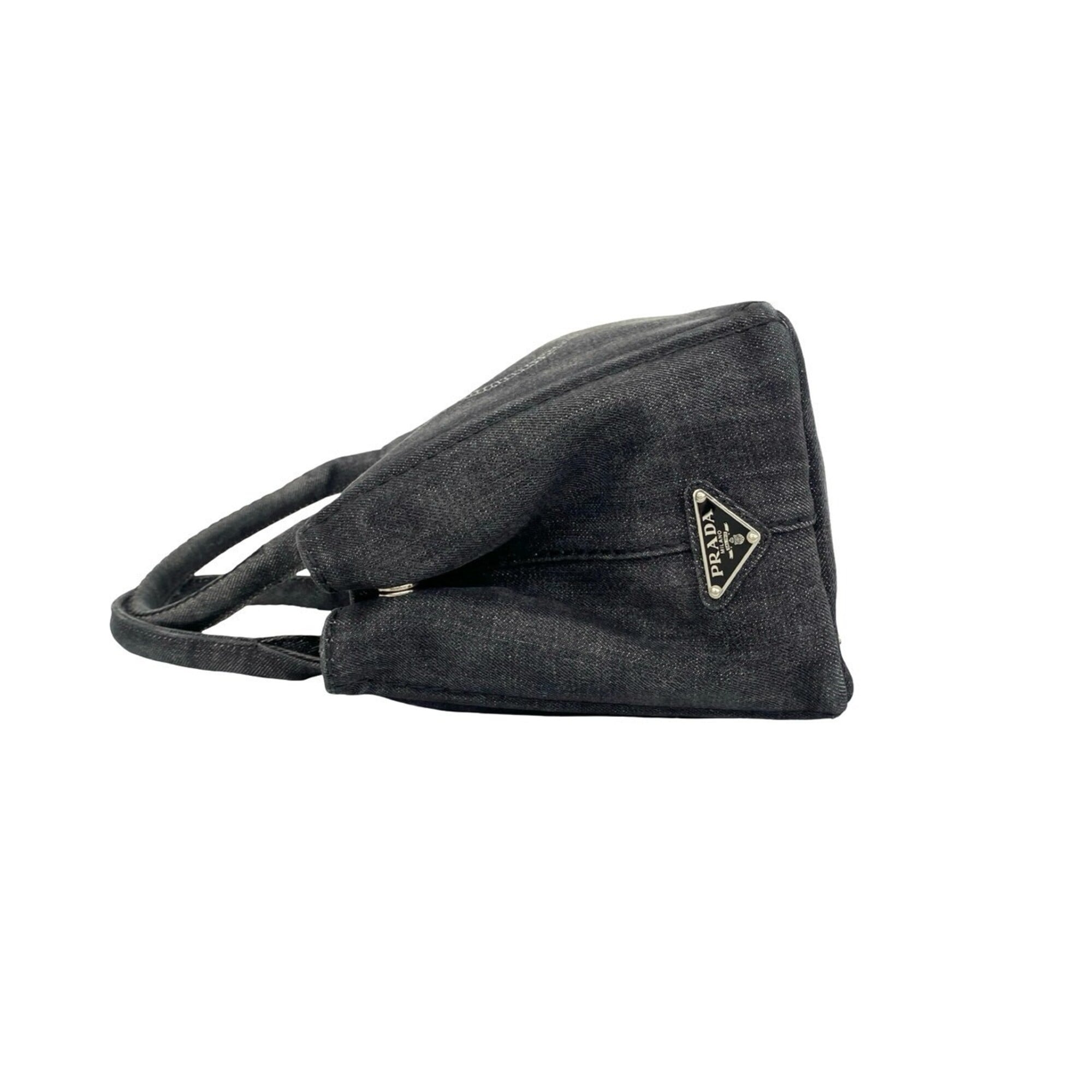 Prada Black Cotton Handbag Shoulder Bag Tote Bag (Pre-Owned)